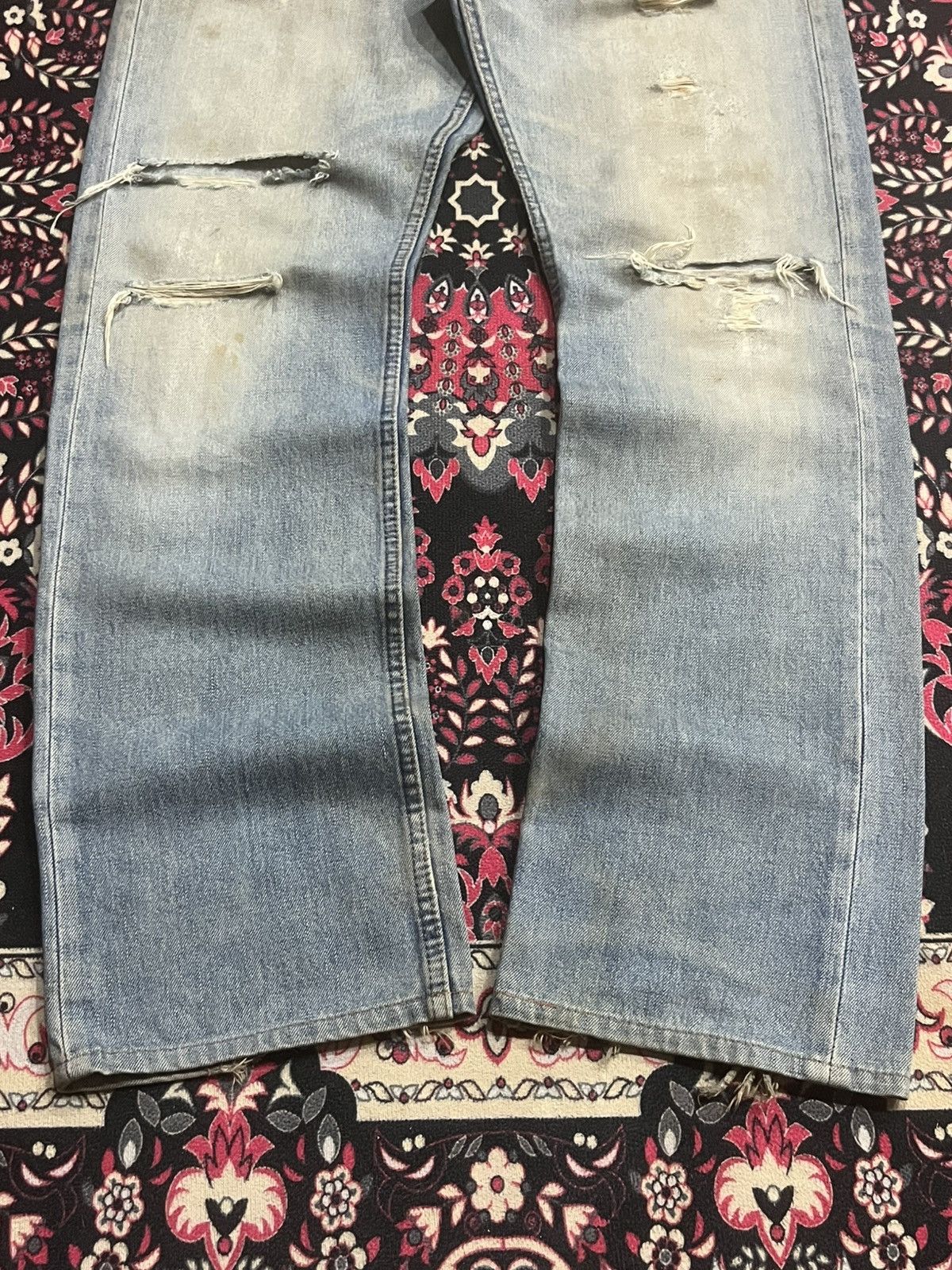 Big John Vintage Japan Big John Union Made Repro Heavy Fade Rip Jeans Size US 32 / EU 48 - 9 Thumbnail