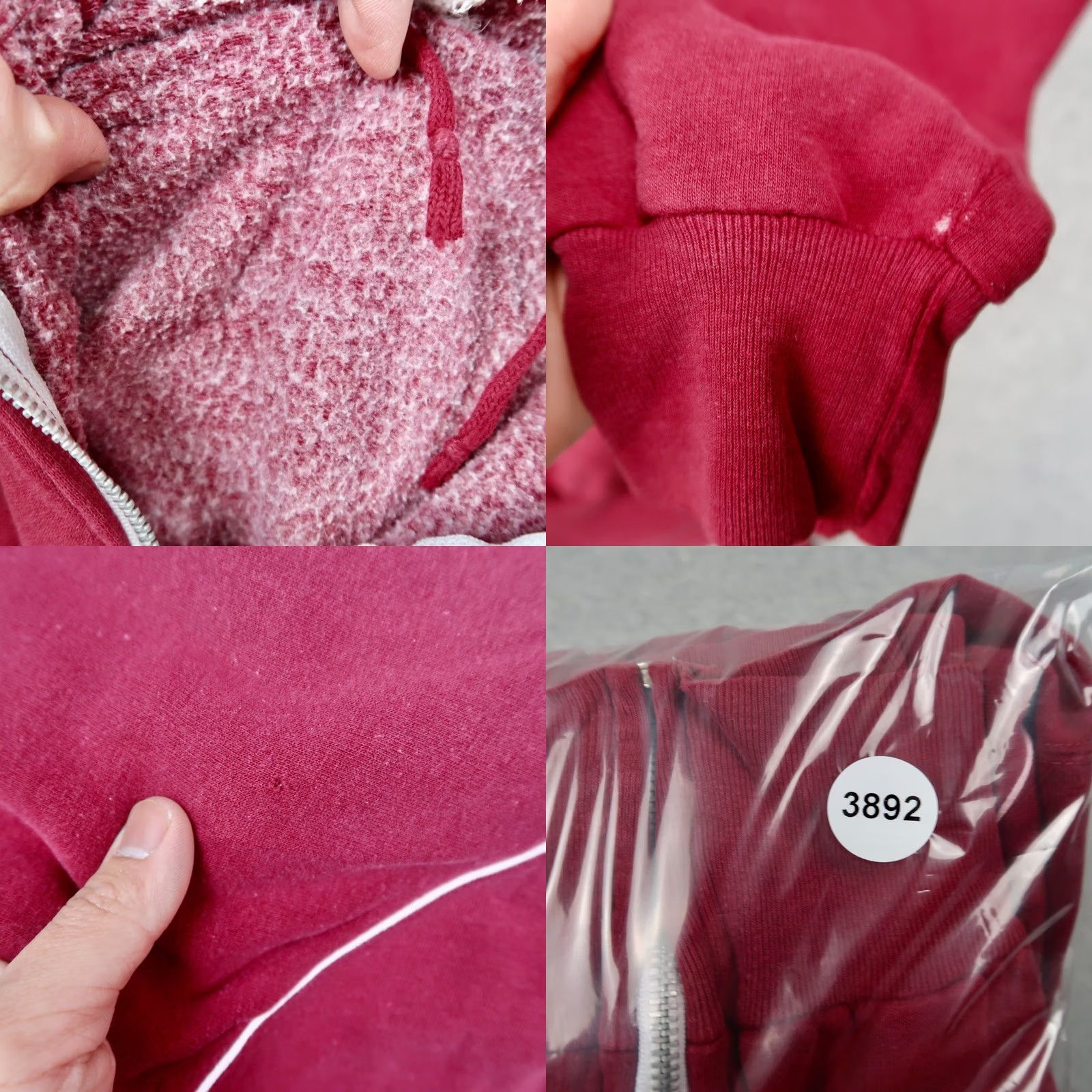 Vintage VINTAGE 80s Burgundy Blank Full Zip Hoodie Mens L Large Sweatshirt Size US L / EU 52-54 / 3 - 10 Thumbnail