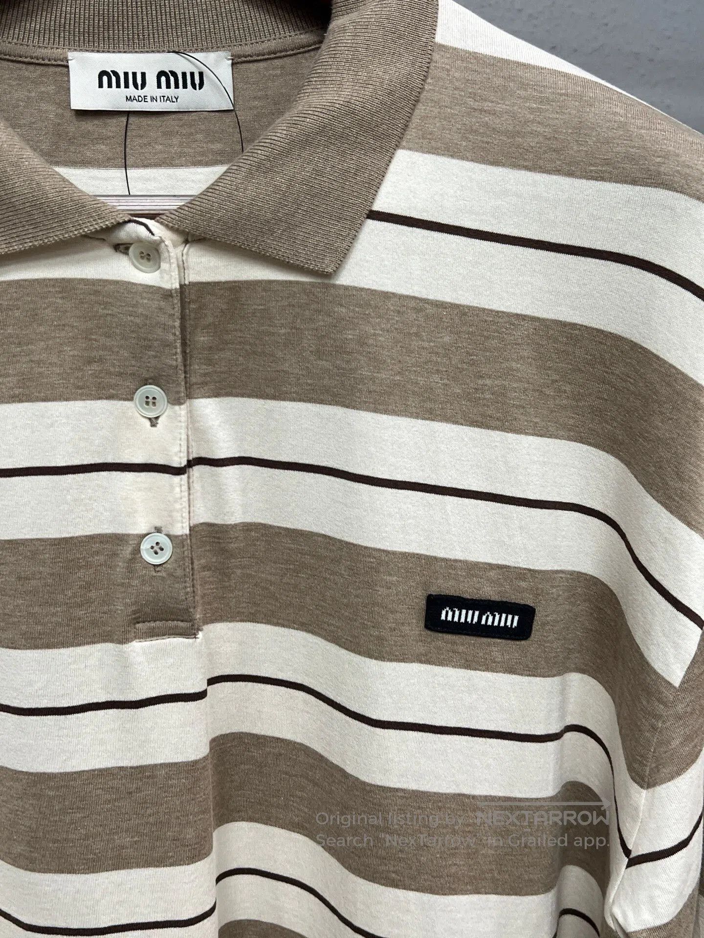 Miu Miu striped long sleeve polo by miu miu. Size L / US 10 / IT 46 - 3 Thumbnail