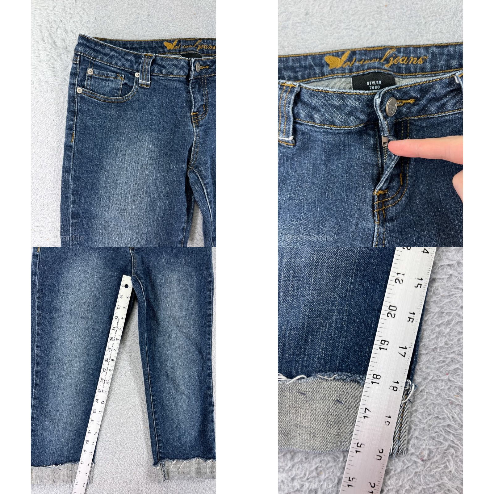 Vintage Wet Seal Capri Jeans - Women - Size 9 - Blue Denim - Cotton Blend - Embroidered Raw Hem - 5-Pocket - Zip Closure - Regular Fit Size 30" / US 8 / IT 44 - 8 Thumbnail