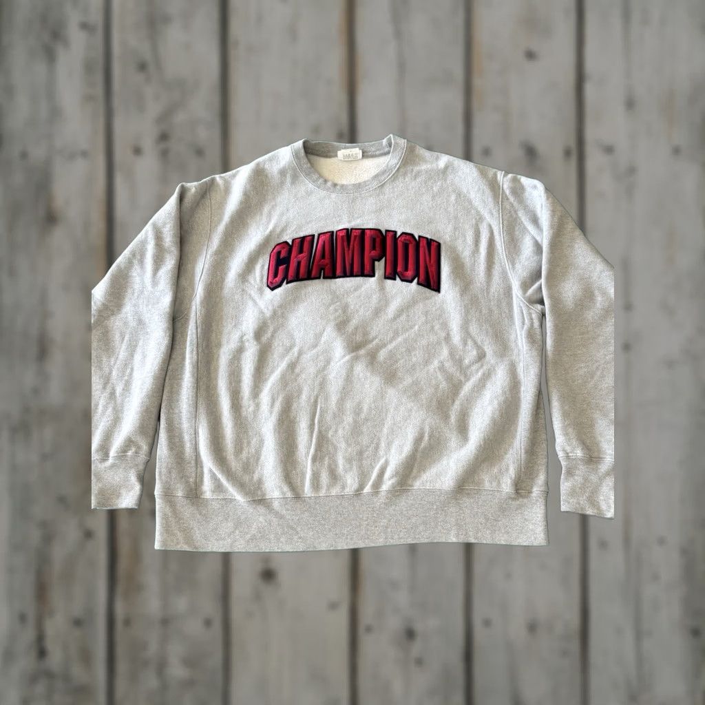 Champion Champion Reverse Weave Spellout Crewneck Sweatshirt Gray Red Stitch Block Letters XL Mens Size US XL / EU 56 / 4 - 1 Thumbnail