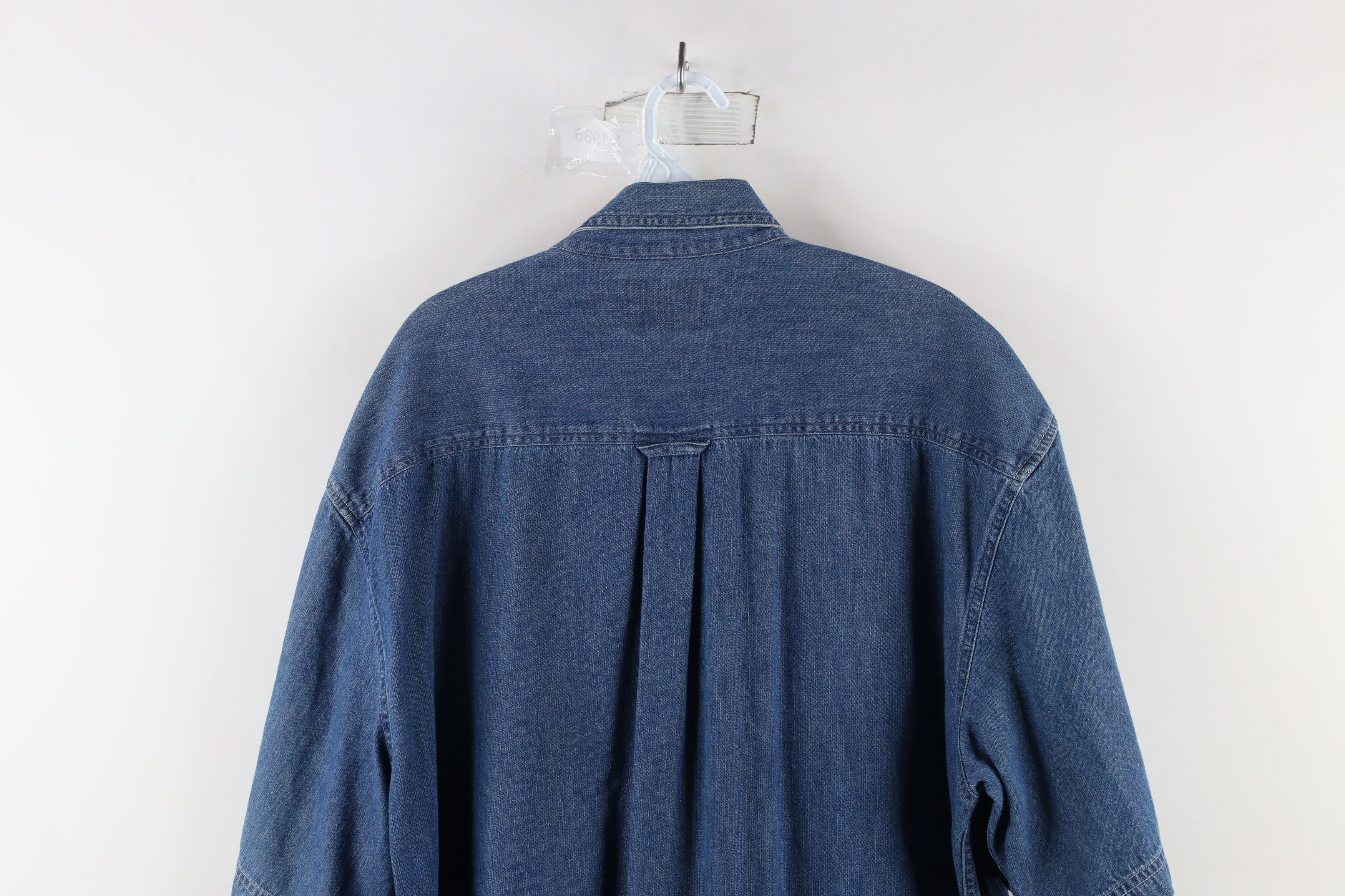 Vintage Vintage 90s Spell Out Michigan State University Denim Shirt Size US XL / EU 56 / 4 - 14 Thumbnail