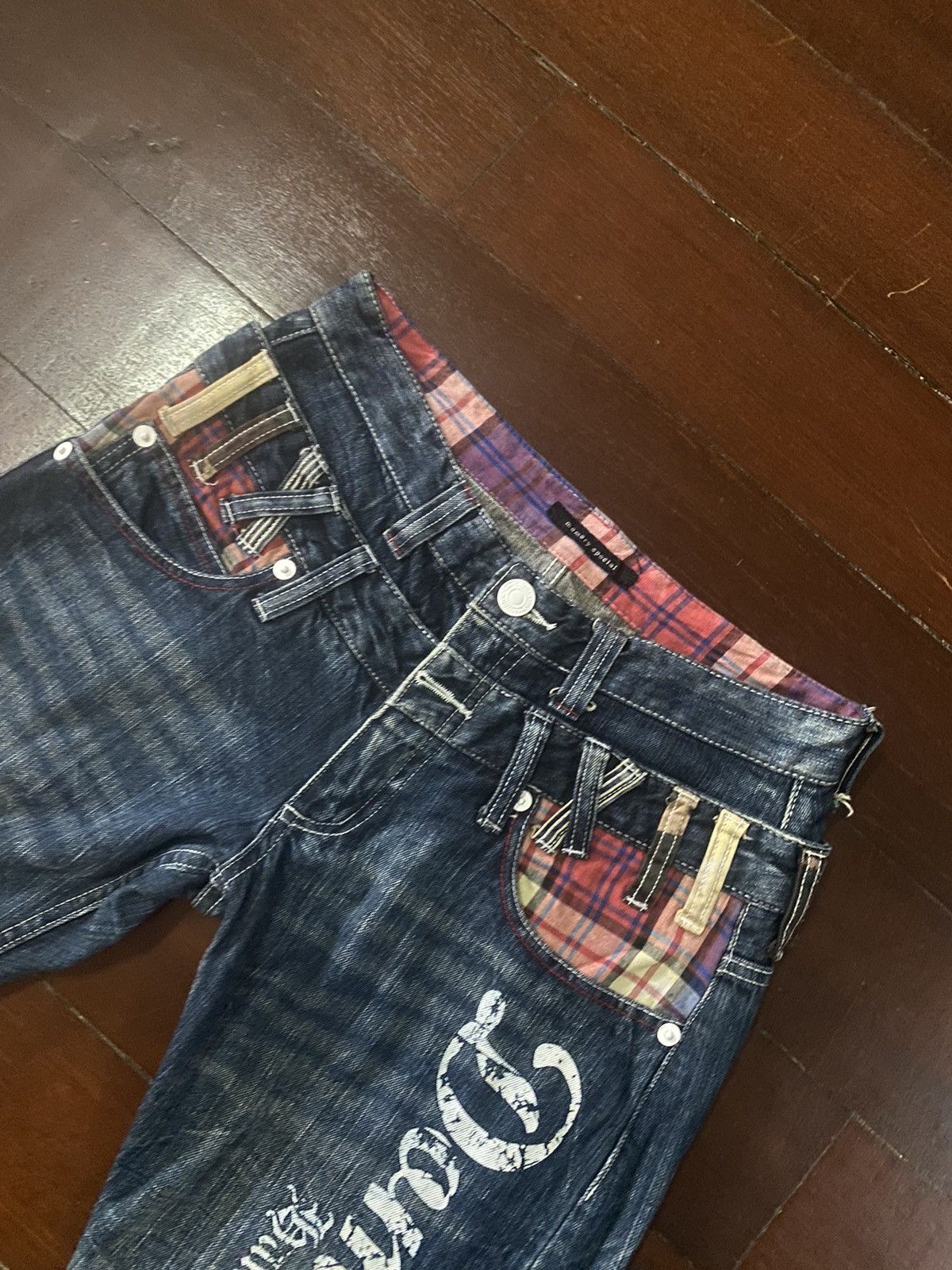 Japanese Brand FIRE DOMINATE HANDCRAFT DOUBLE WAIST FLARE JEANS HONEY COMB Size US 33 - 8 Thumbnail