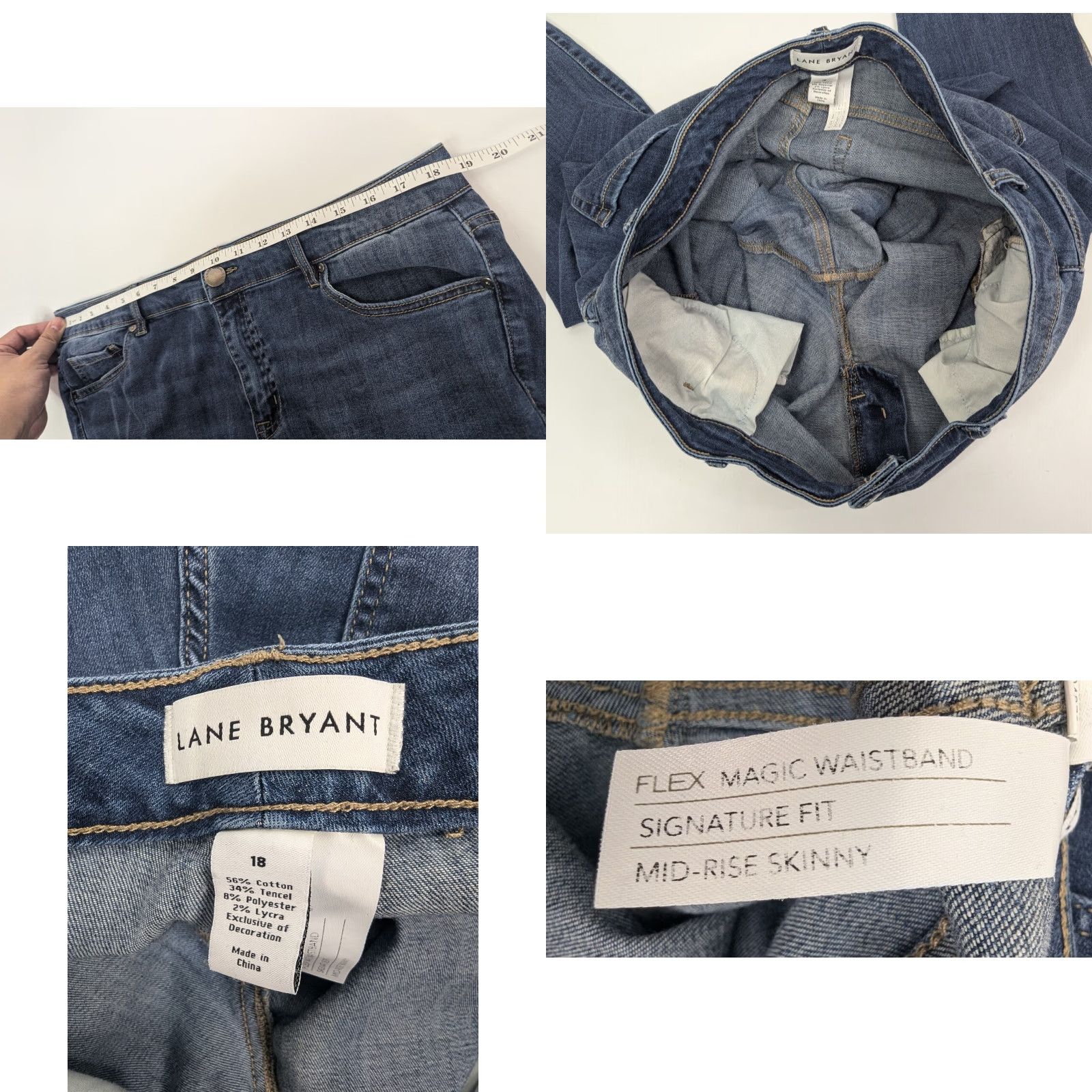 Vintage Lane Bryant Lane Bryant Midrise Skinny Magic Waistband Signature Jeans Leopard Distress 18 Jeans Women Plus Blue 18 Distressed Leopard Size 40" / US 18 - 8 Thumbnail