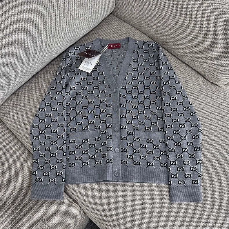 Other Gucci Gray logo jacquart knitted cardigan Size M / US 6-8 / IT 42-44 - 1 Thumbnail