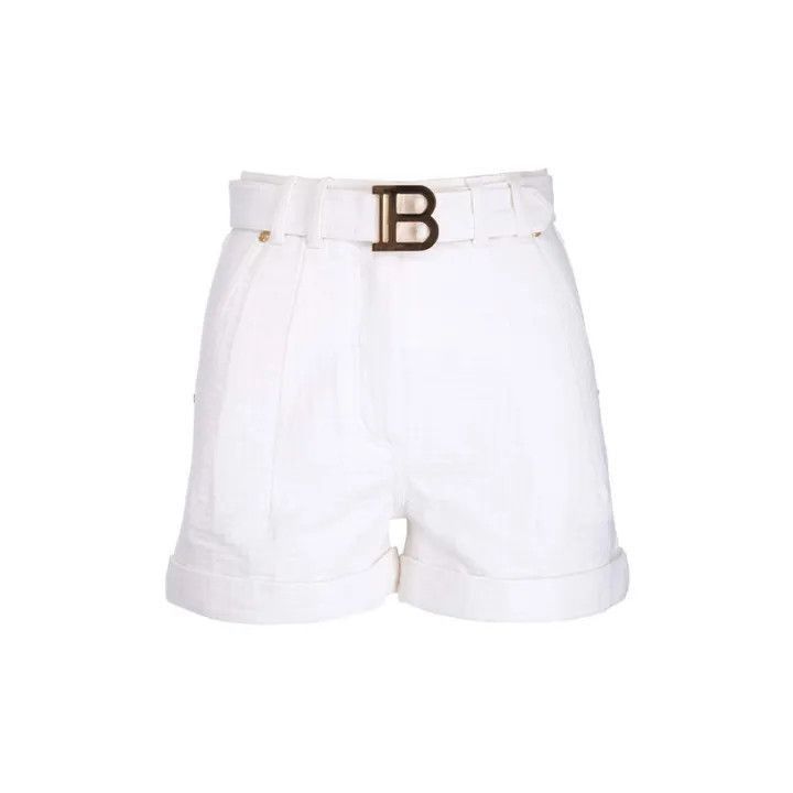 Balmain Balmain SS22 Classic Logo Belted Shorts -2507 Size 35" - 2 Thumbnail