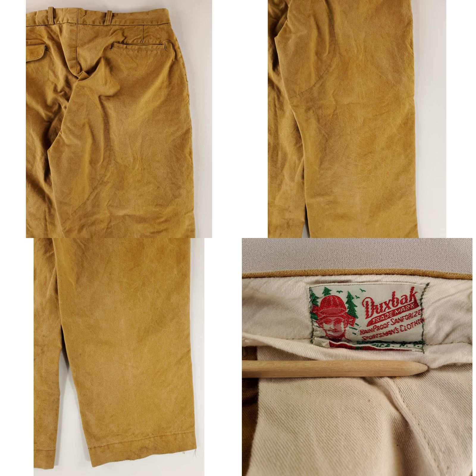 Vintage VINTAGE Duxbak Hunting Pants Suspender Brown Mens 37x29 Sanforized 40s Canvas Field Inseam 29 May be worn staining fading pilling Size US 37 - 10 Thumbnail