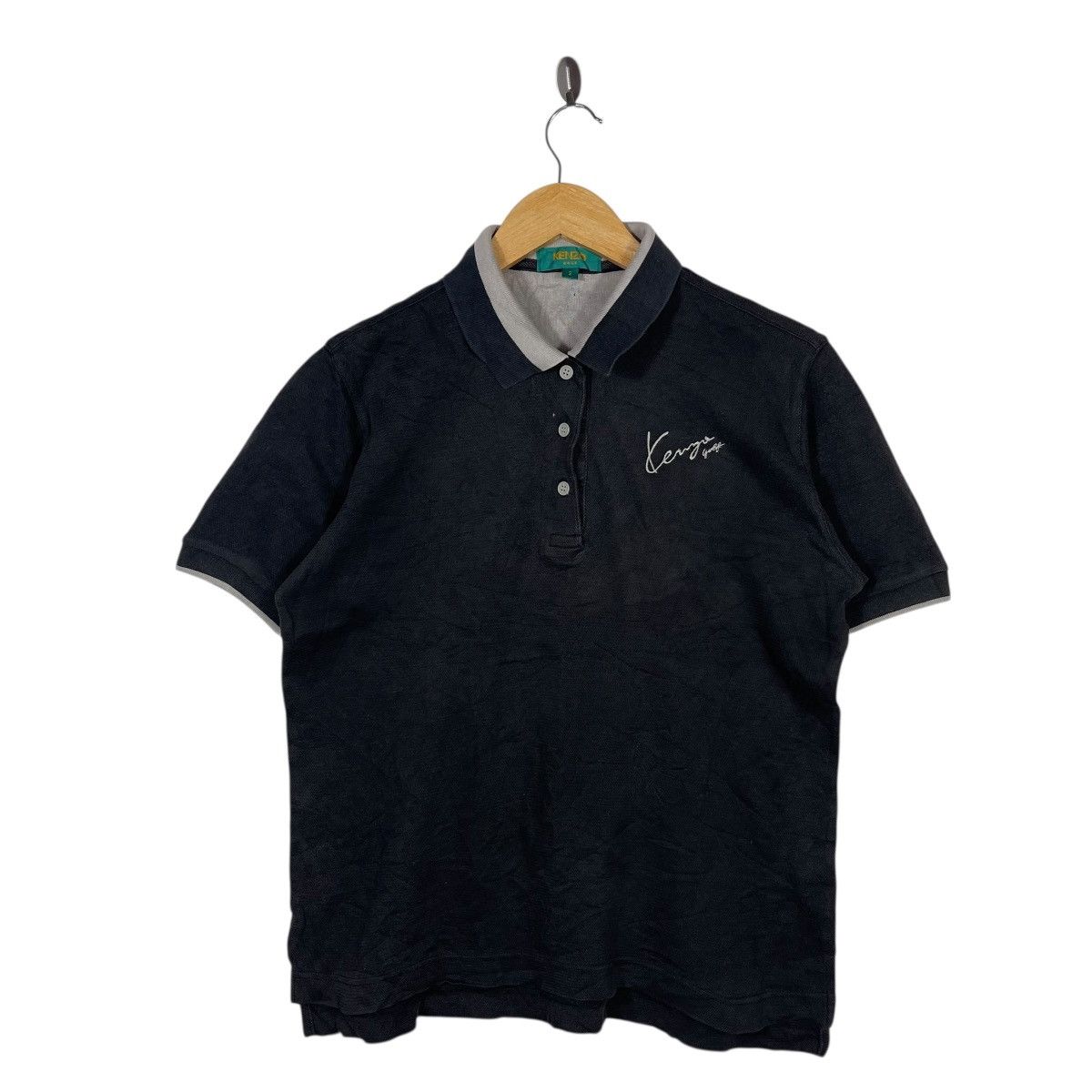 Kenzo Kenzo Golf Script Logo Polo Shirt Black Grey Vintage Japan Size US M / EU 48-50 / 2 - 1 Thumbnail