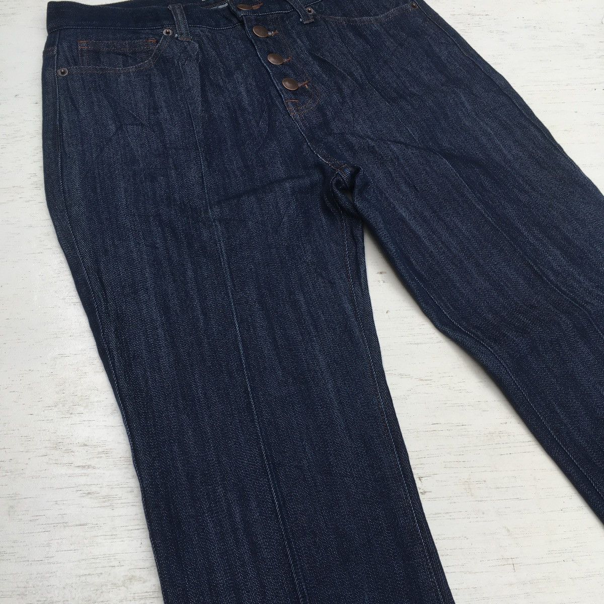 Japanese Brand BACK NUMBER FLARE MINI BOOTCUT JEANS RELEASE HEM WOMEN Size 29" - 10 Thumbnail