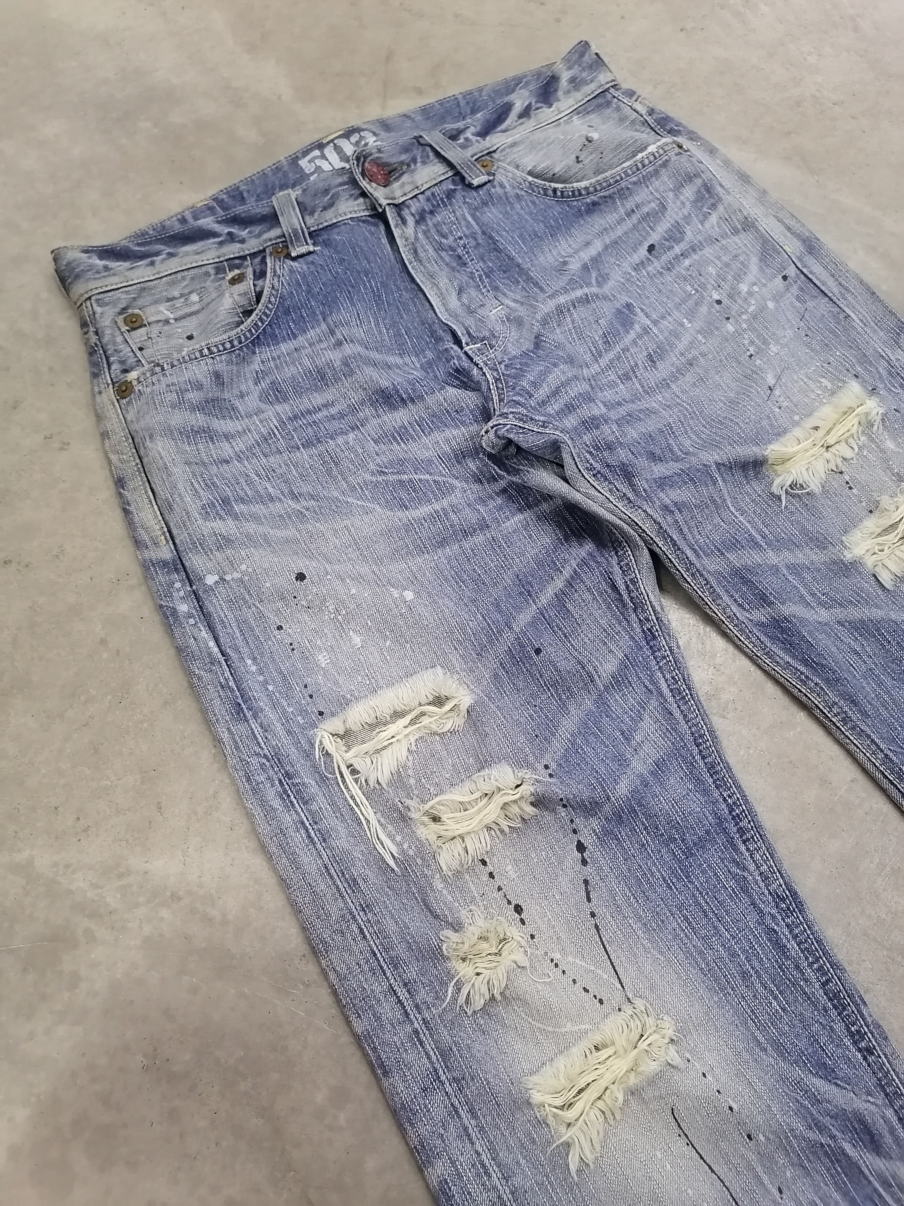 14th Addiction × If Six Was Nine Edwin 503 Ripped Splattered Distressed Denim Pants Size US 34 / EU 50 - 5 Thumbnail
