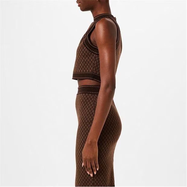 Balmain o1g2r1mq0924 Mini Monogram Jacquard Top in Brown Size XL / US 12-14 / IT 48-50 - 5 Thumbnail