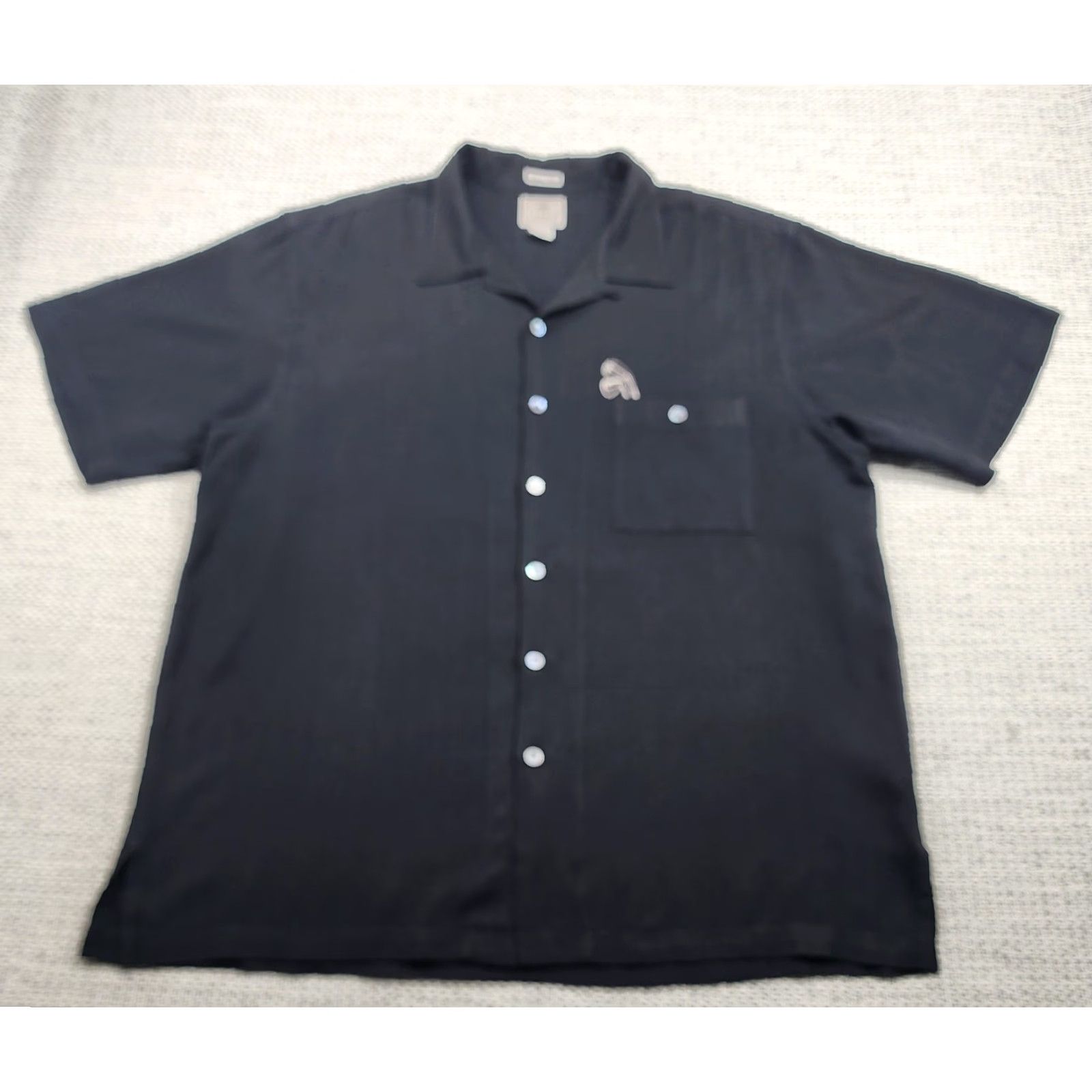 Vintage VINTAGE Luau Shirt Mens XL Black 100% Silk Aloha Camp Embroidered Back Parrot Golf Palm Shirt Size US XL / EU 56 / 4 - 3 Thumbnail