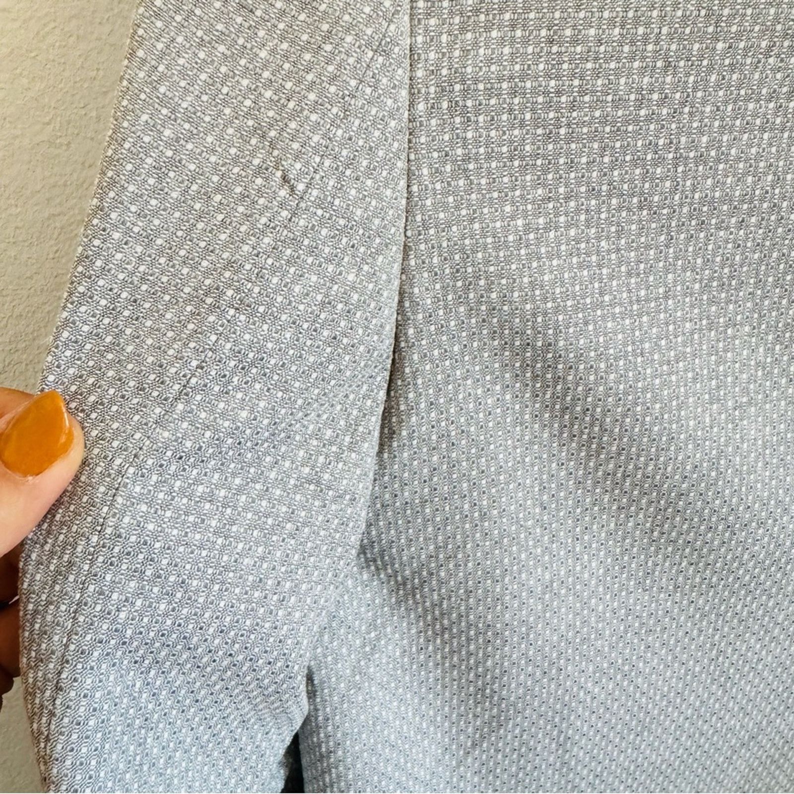 Asos ASOS Grey Gray White Linen Boxy Button Blazer Sport Coat 38 Size 38R - 12 Thumbnail