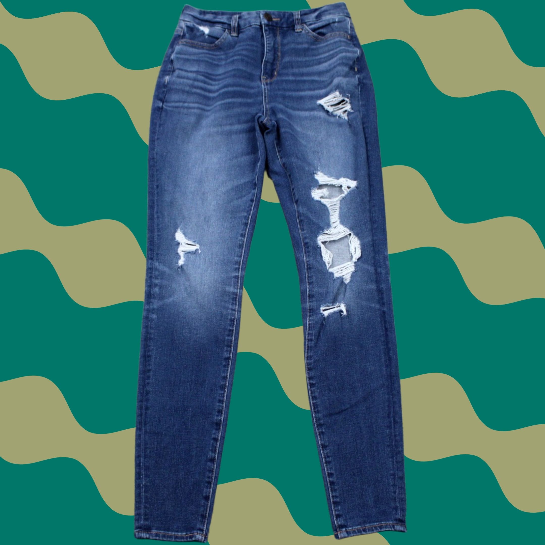 American Eagle Outfitters American Eagle Jeans Womens 2 Blue Hi-Rise Jegging Dream Jean Distressed Size 26" / US 2 / IT 38 - 1 Thumbnail