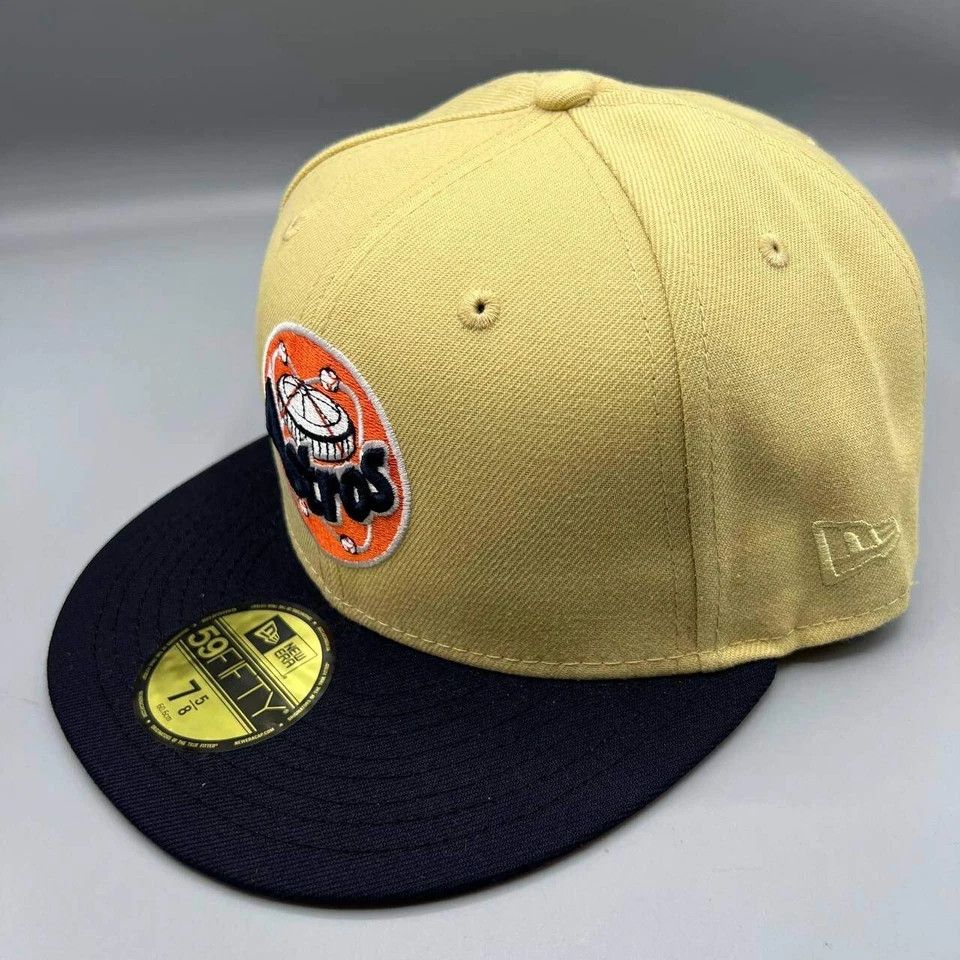 New Era Houston Astros Hat Men 7 5/8 59Fifty New Era MLB Fitted Cap Size ONE SIZE - 4 Thumbnail