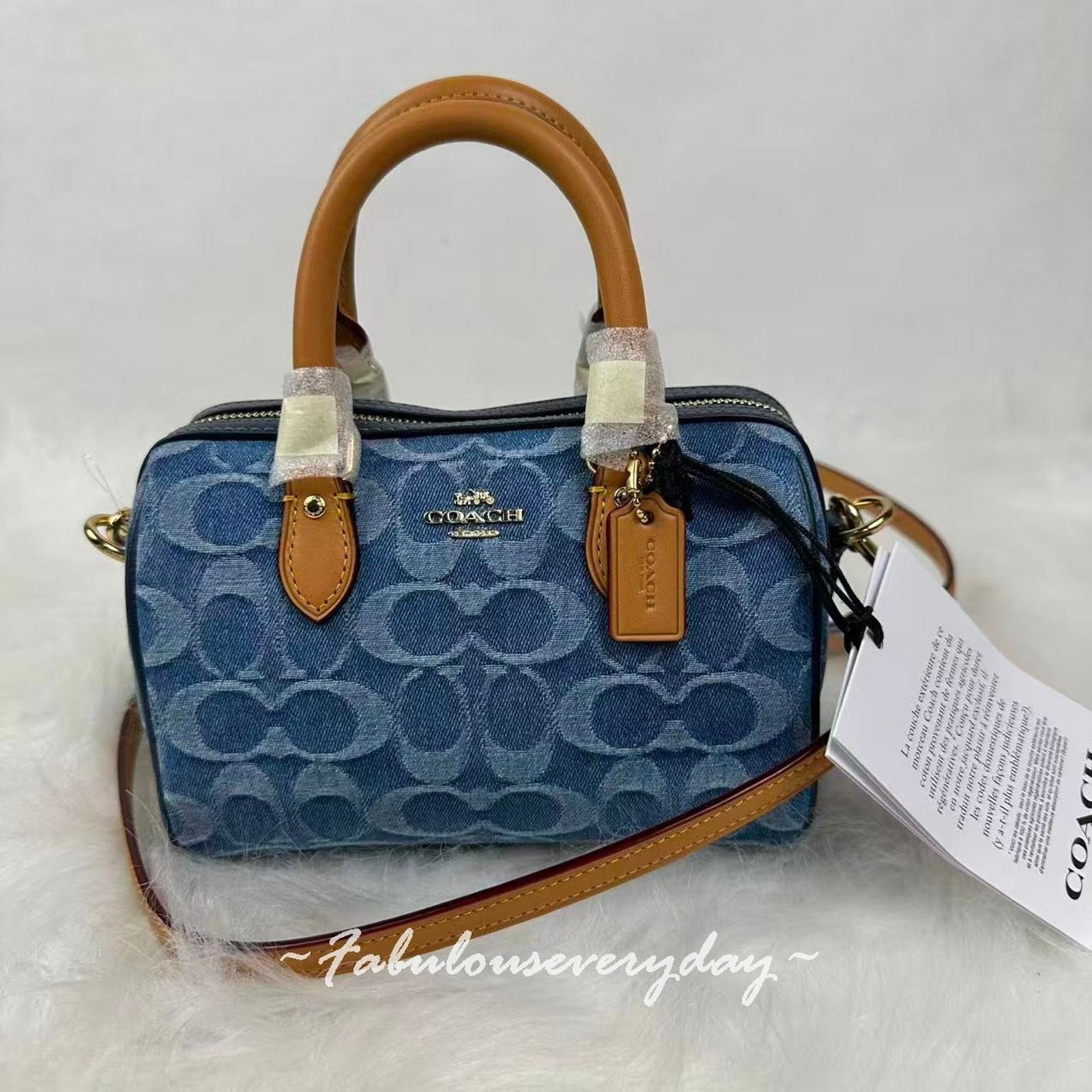 Coach Coach Mini Rowan Crossbody Signature Denim Gold/Indigo Blue Size ONE SIZE - 1 Thumbnail