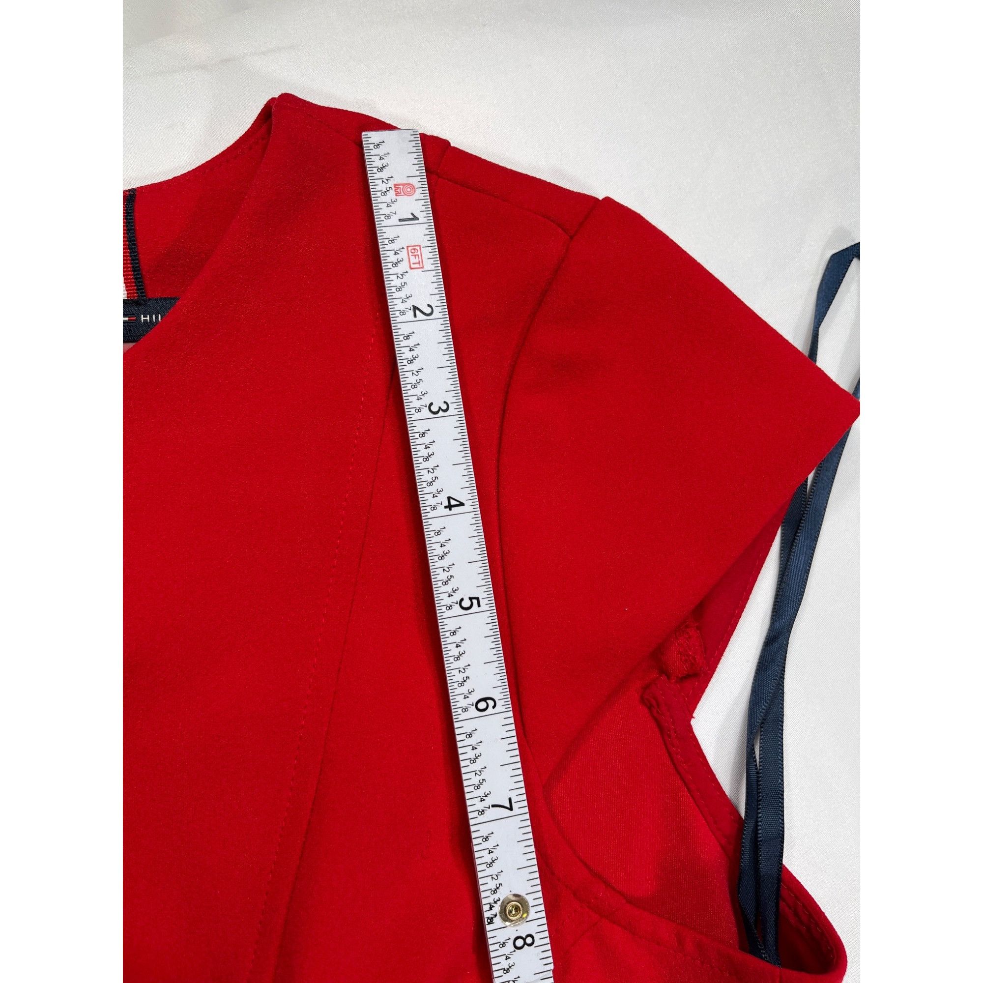 Tommy Hilfiger Tommy Hilfiger SKU 7616 Red Midi Dress With Cap Sleeves Size Size L / US 10 / IT 46 - 5 Thumbnail
