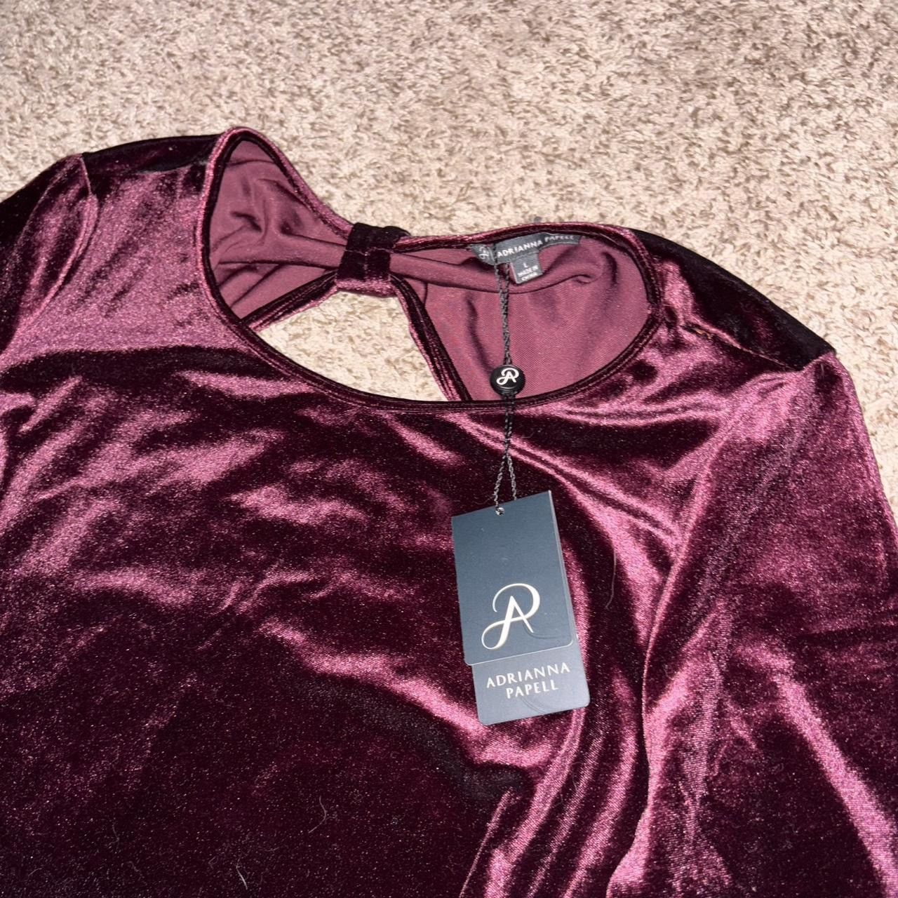 Adrianna Papell NWT Burgundy velvet blouse with a bow design on the back Size L / US 10 / IT 46 - 5 Thumbnail