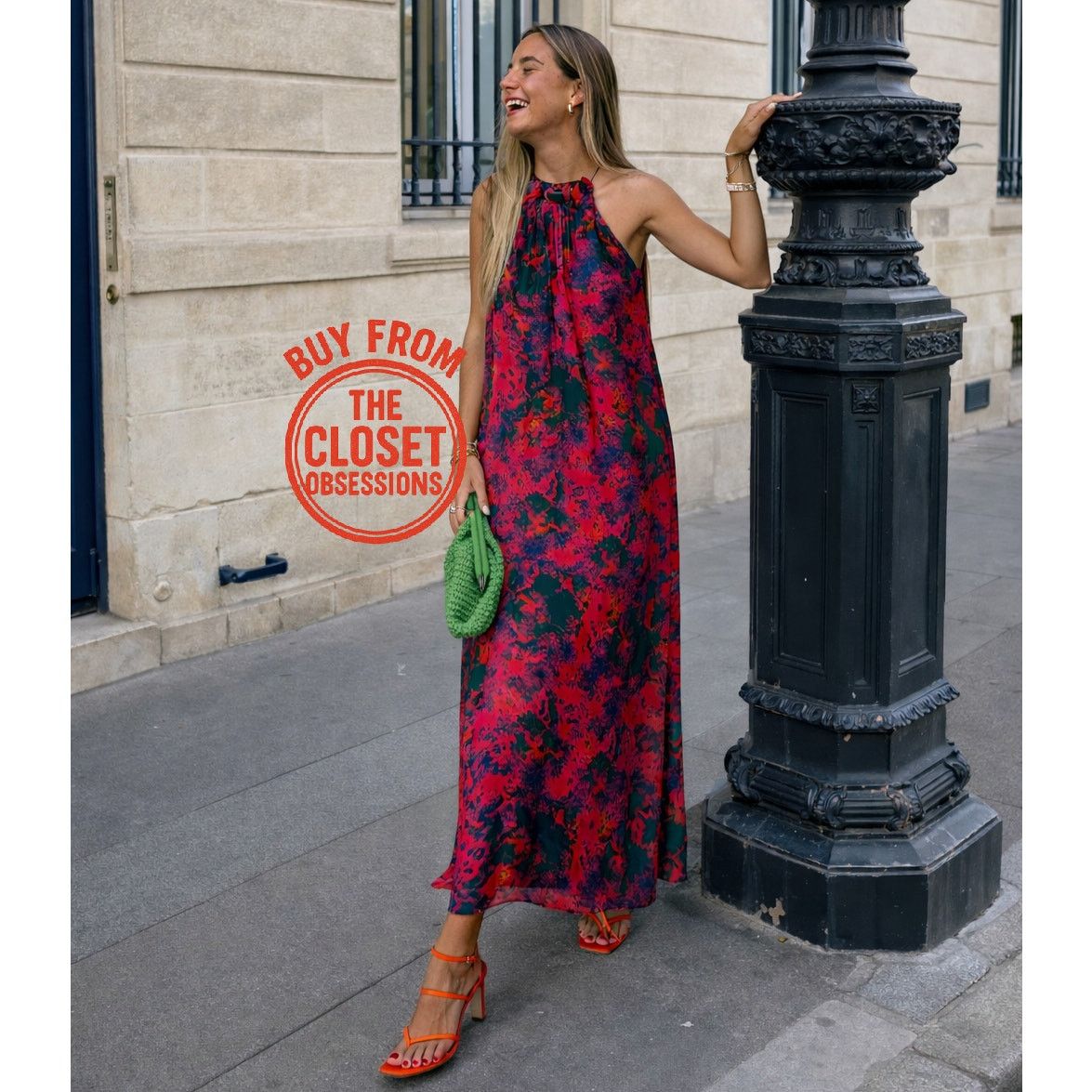 pink halter neck maxi dress ZARA Red Halterneck Midi Dress UK S main image 0