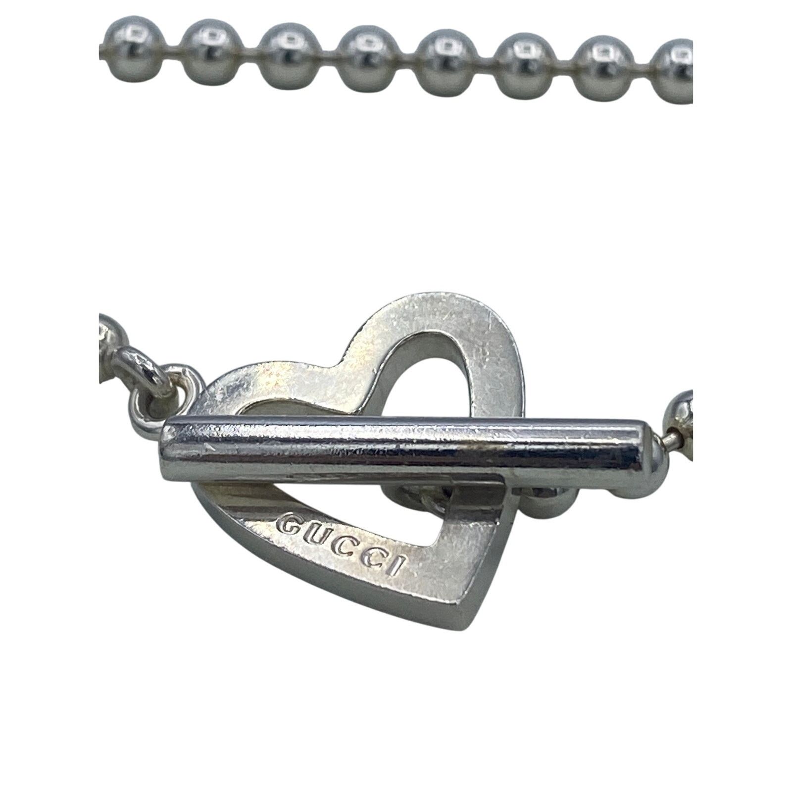 Gucci GUCCI Silver Heart Ball Chain Bracelet 7" Size ONE SIZE - 6 Thumbnail