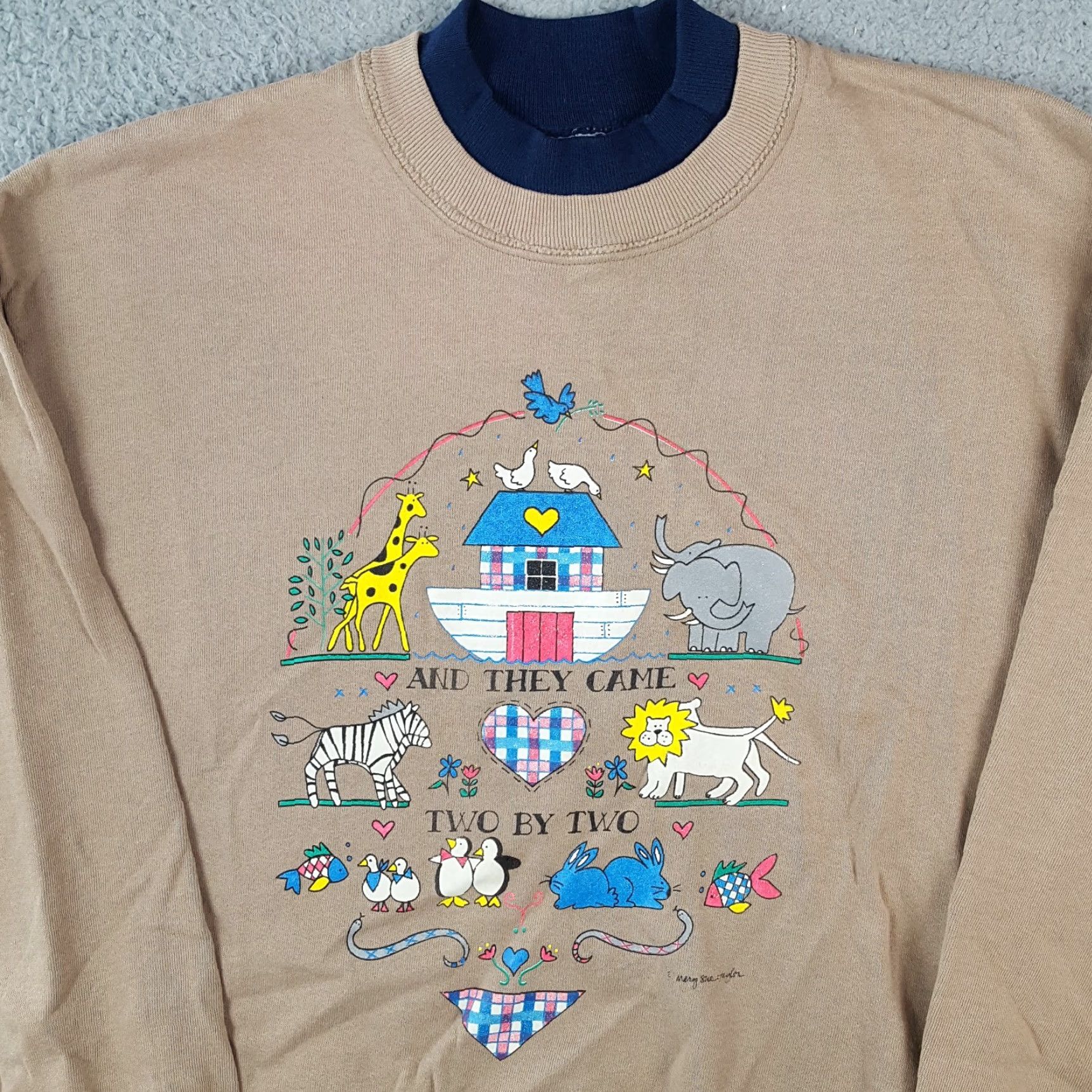Vintage VINTAGE Mary Sue Taylor Sweatshirt Shirt M Men Beige 90s Jesus Religious Noah's Ark Animals Pullover Crewneck Sweatshirt Size US M / EU 48-50 / 2 - 2 Thumbnail
