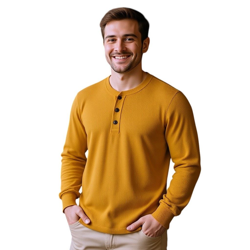 Jockey Jockey Yellow Waffle Henley Long Sleeve Top, M Size US M / EU 48-50 / 2 - 1 Thumbnail