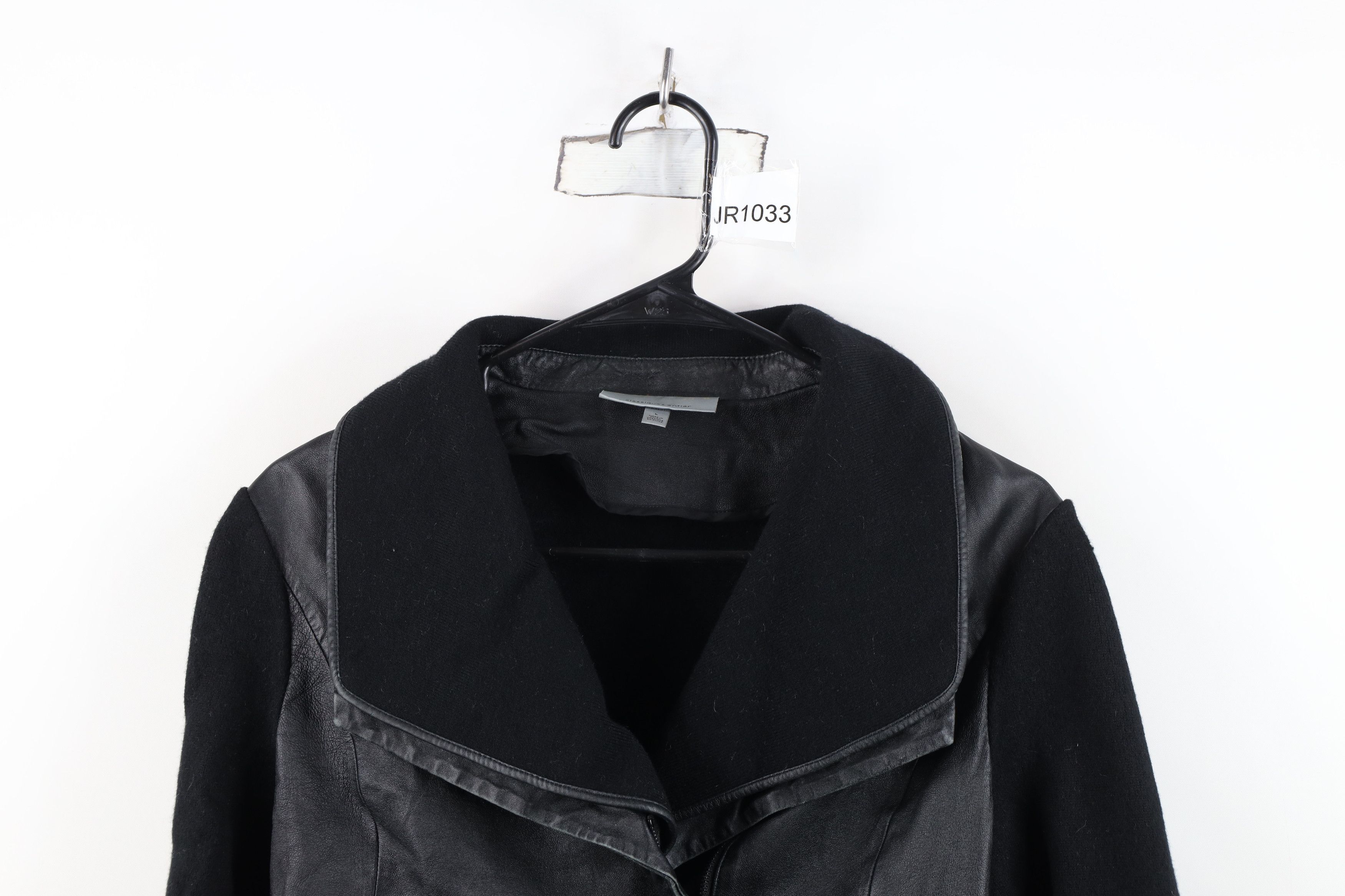 Vintage Classiques Entier Wool Knit Leather Jacket Swacket Black Size L / US 10 / IT 46 - 2 Thumbnail