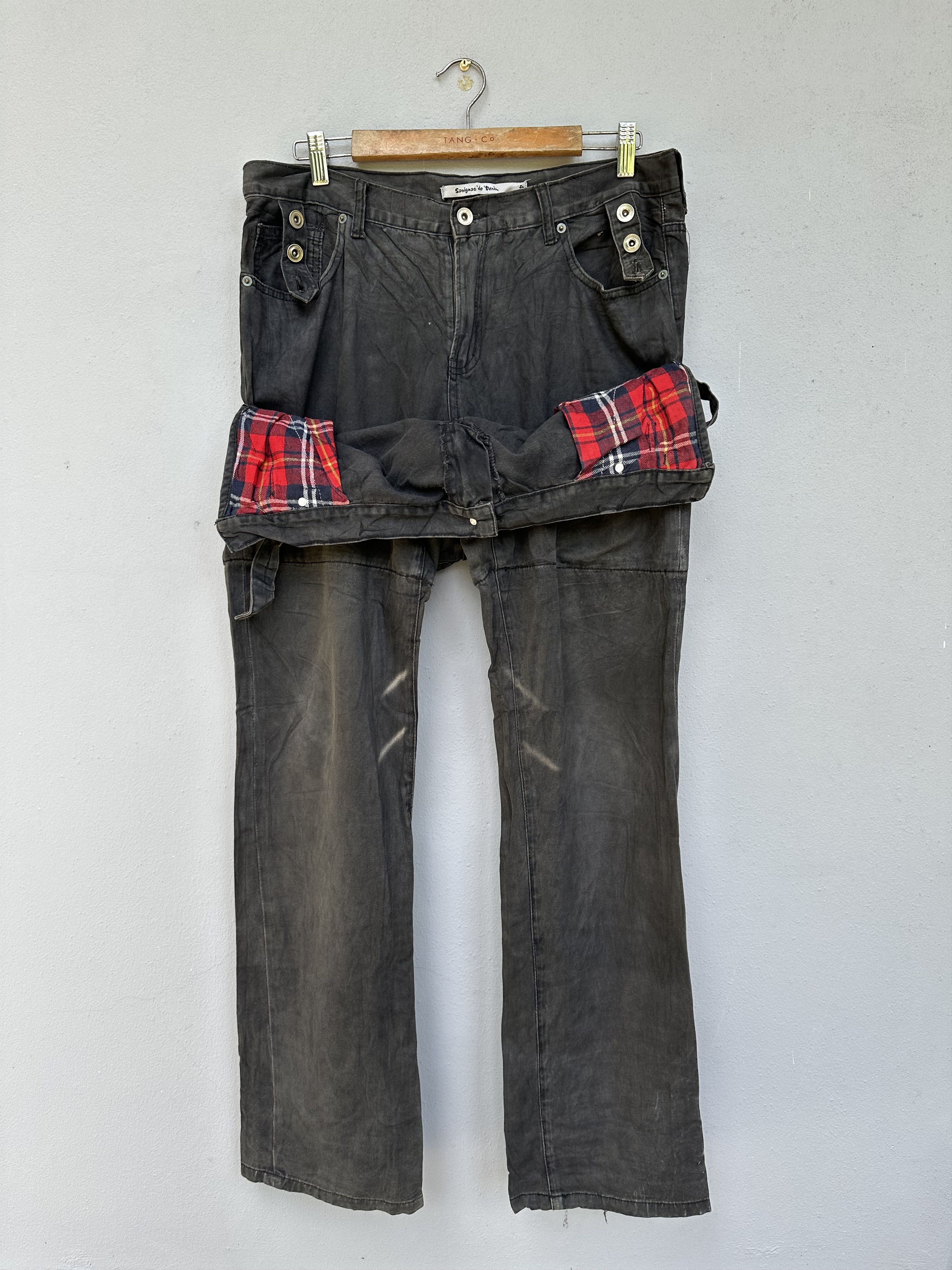 Japanese Brand Rare Savignac De Denim Double Waist Seditionaries Distressed Size US 32 / EU 48 - 3 Thumbnail