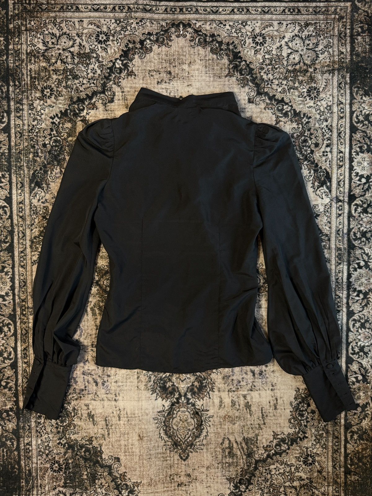 Tom Ford Tom Ford WMNS Black Tie Neck Uniform Button Up Blouse Size XS / US 0-2 / IT 36-38 - 3 Thumbnail