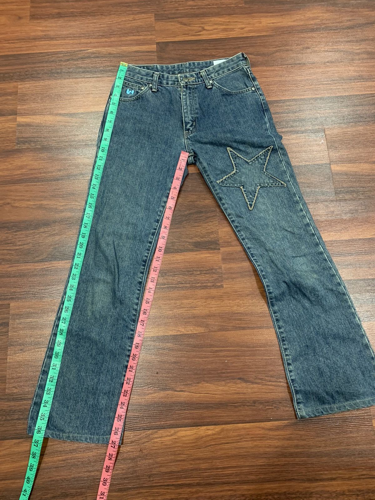 Japanese Brand × Vintage Vintage W-Girl Star Patches Flared Jeans Size 27" / US 4 / IT 40 - 5 Thumbnail