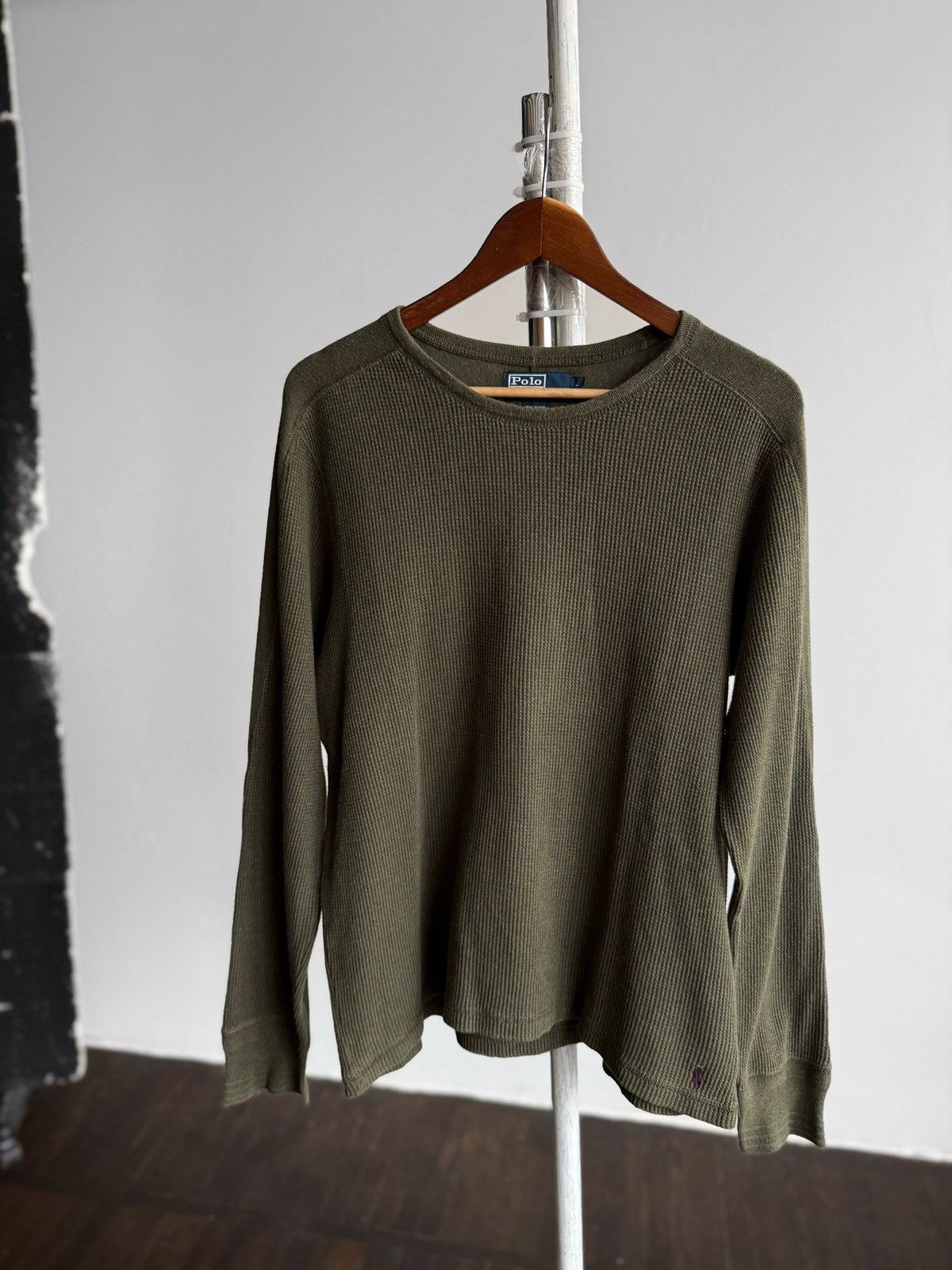 Polo Ralph Lauren Polo by Ralph Lauren Thermal-Knit Waffle LS Top Shirt Green Size US L / EU 52-54 / 3 - 4 Thumbnail
