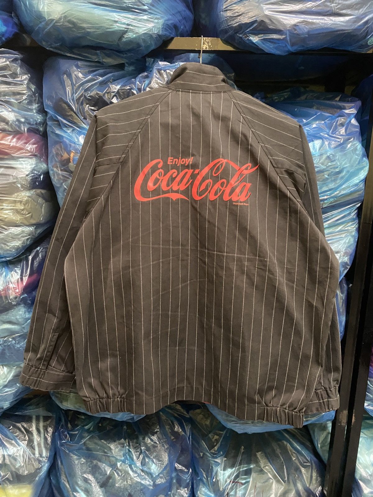 Coca Cola Vintage Coca-Cola Pinstripe Black Blouson Jacket Size US XL / EU 56 / 4 - 9 Thumbnail