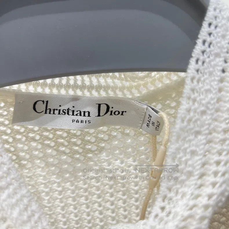 Dior Dior White long-sleeved hollow knitwear sweater Size XXS / US 00 / IT 34 - 3 Thumbnail
