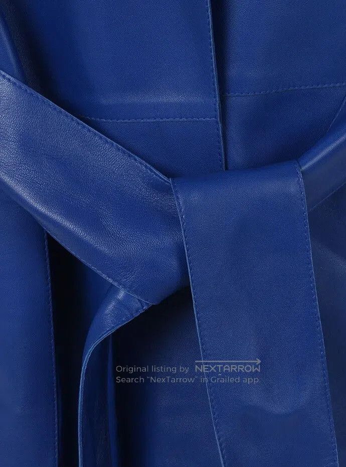 Loewe LOEWE Electric Blue Leather Coat. Size XXS / US 00 / IT 34 - 4 Thumbnail