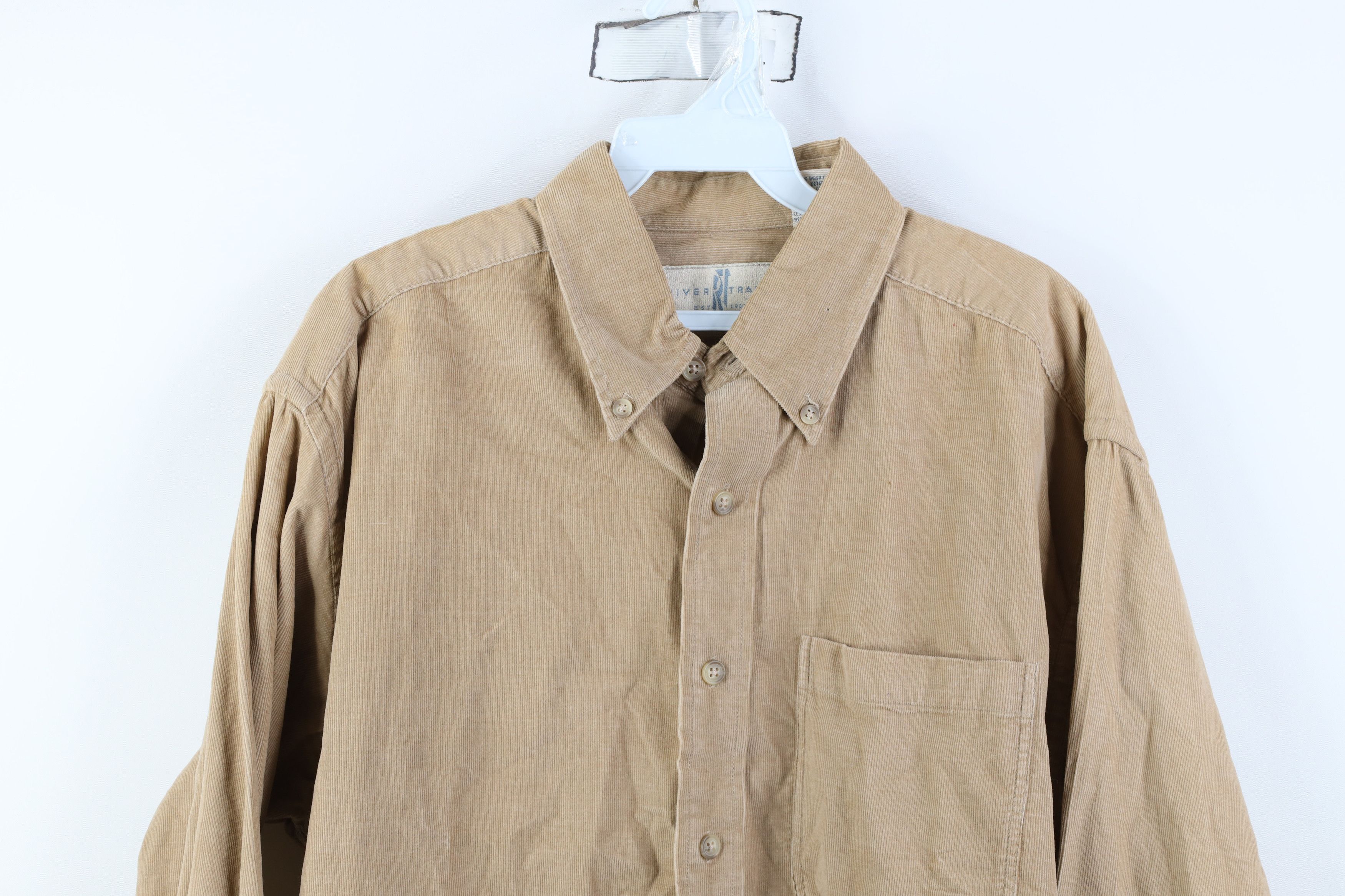 Vintage Vintage 90s Streetwear Collared Button Down Shirt Tan Size US M / EU 48-50 / 2 - 2 Thumbnail