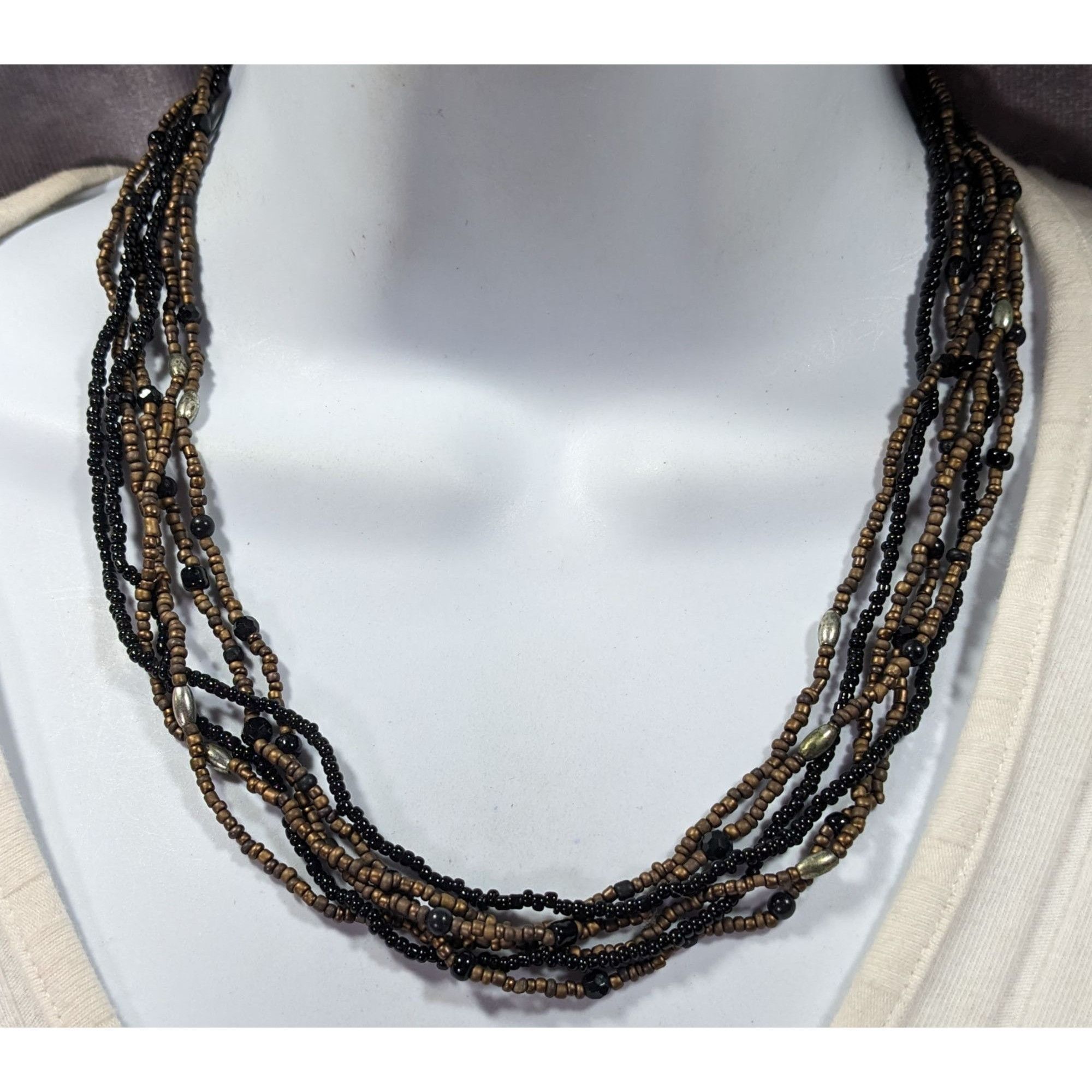 Other Elegant Black And Gold Tone Glass Beaded Multilayer Necklace Size ONE SIZE - 4 Thumbnail