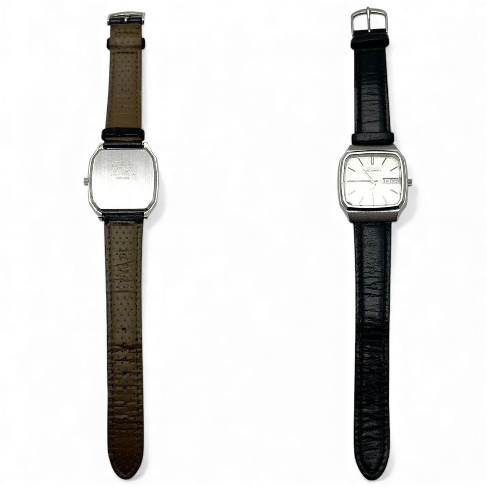 Seiko Seiko - Vintage Quartz Men's Watch with Black Leather Strap Size ONE SIZE - 6 Thumbnail