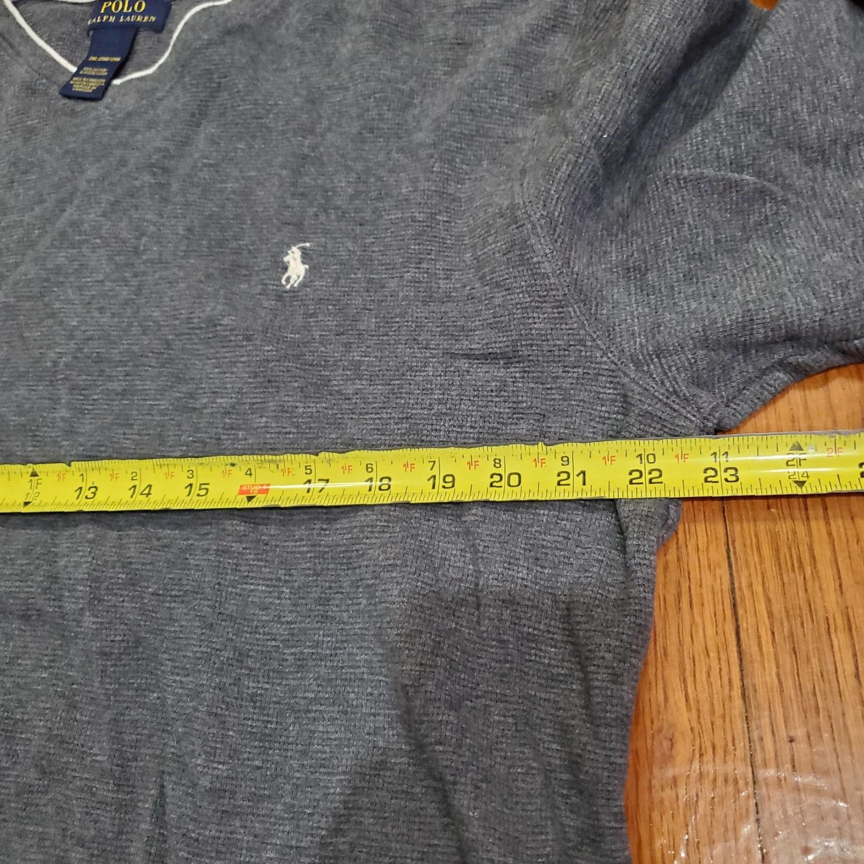 Polo Ralph Lauren Polo Ralph Lauren Sweater Mens 2XL Gray Waffle-Knit V-Neck Cotton Pullover Size US XXL / EU 58 / 5 - 6 Thumbnail