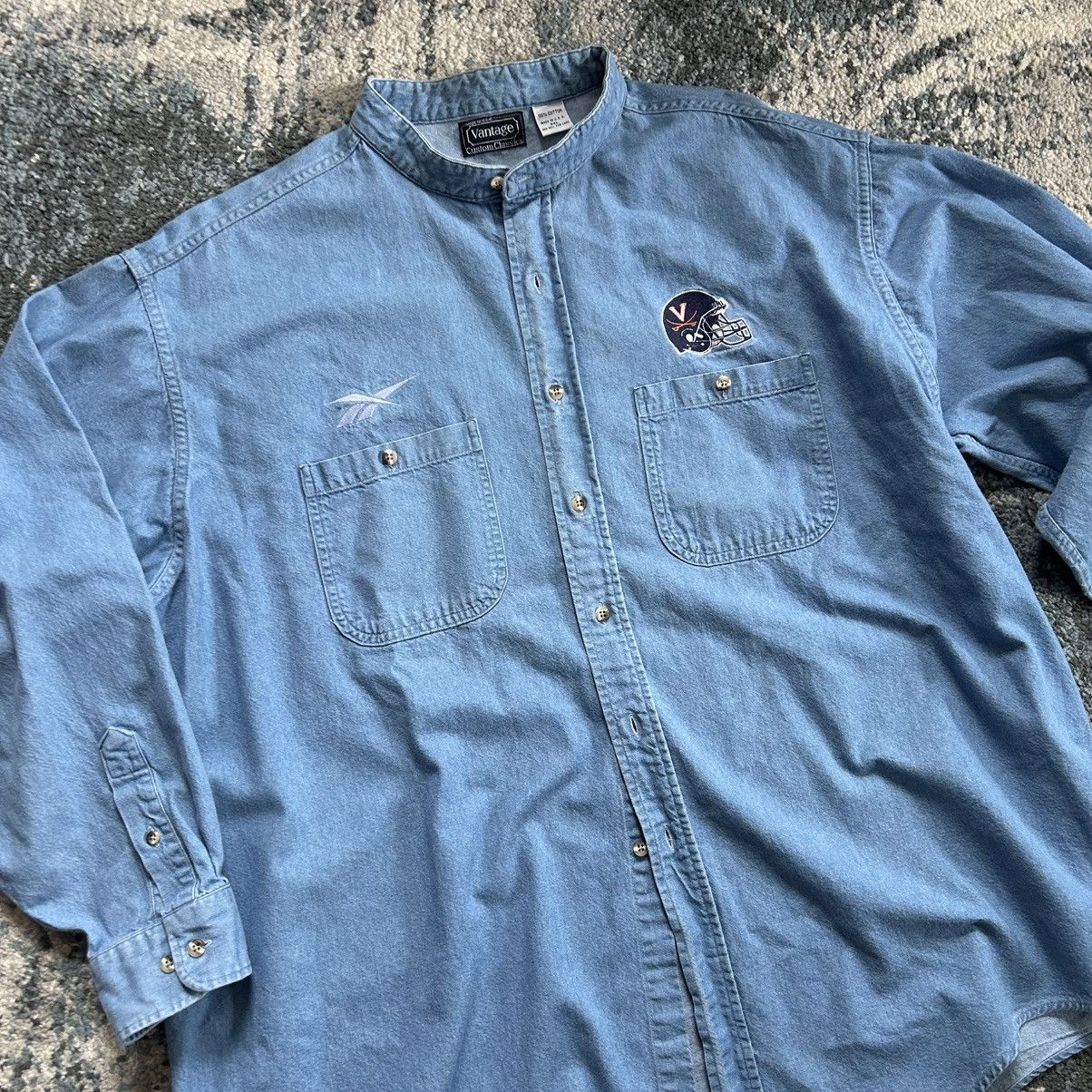 Reebok 90s UNiVERSiTY of ViRGiNiA CAVALiERS FOOTBALL DENiM MANDARiN Size US XXL / EU 58 / 5 - 5 Thumbnail