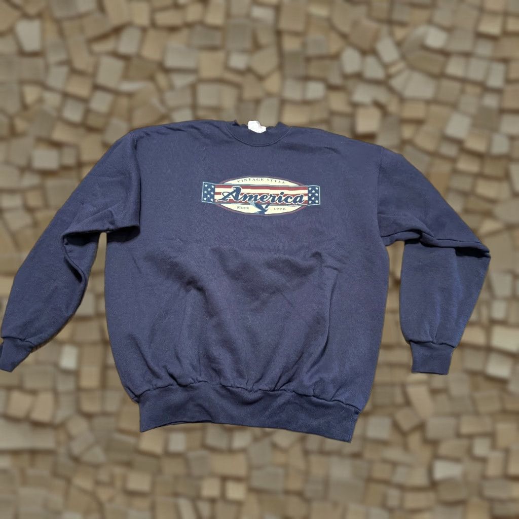 Vintage VINTAGE Briar Creek Sweater Mens Large Blue White Red Pullover Knit Size US L / EU 52-54 / 3 - 1 Thumbnail