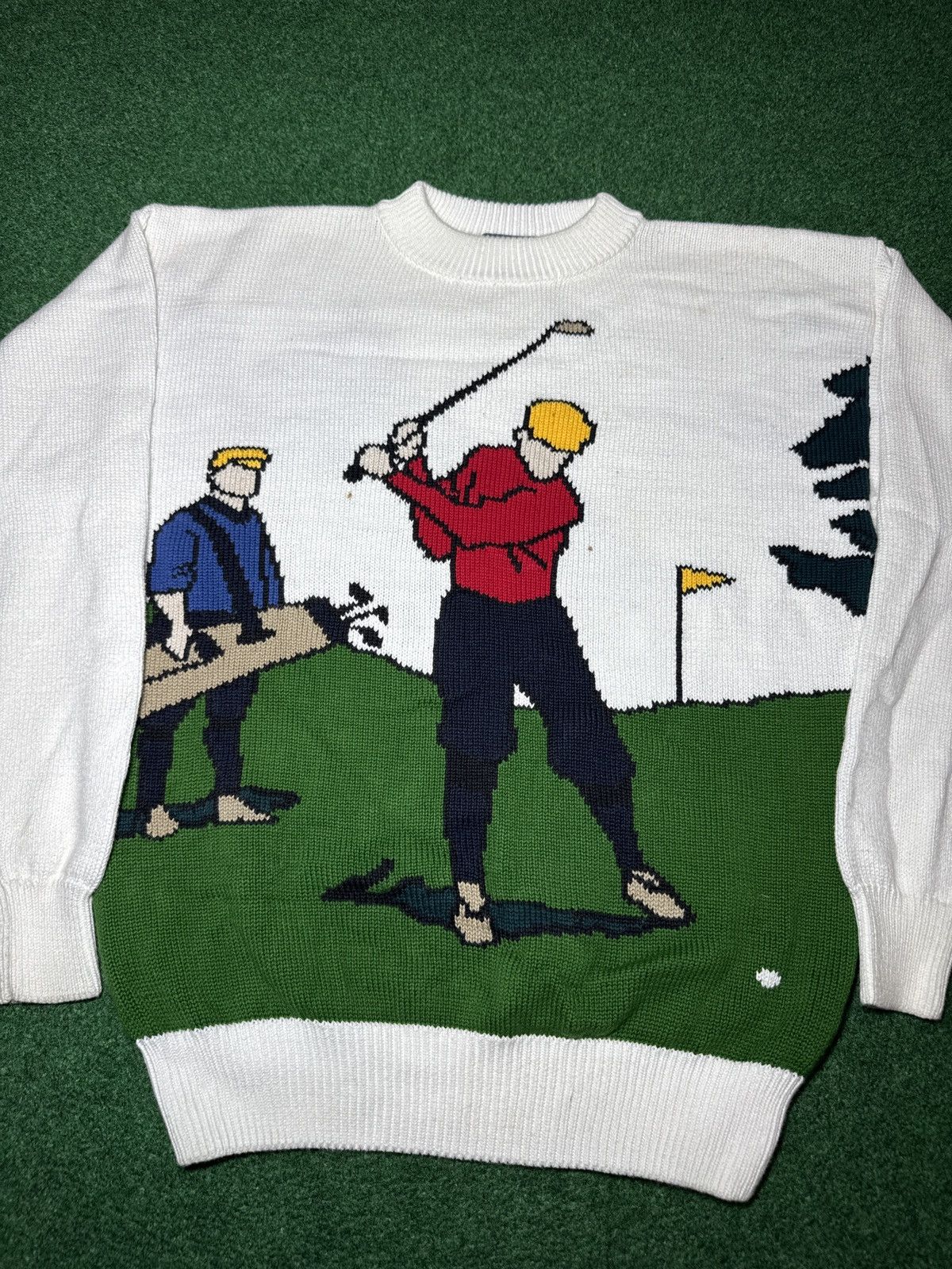 Jantzen Jantzen Golf Graphic Knit Vintage 90s Preppy AOP M Sweater Size US M / EU 48-50 / 2 - 2 Thumbnail