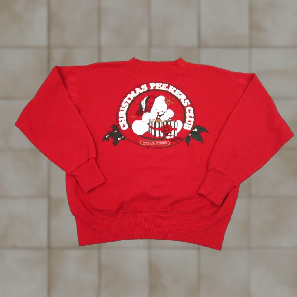 Vintage VINTAGE Sweatshirt Mens M Red 90s Jerzees Cotton Polyester Fleece Crew Neck Pullover Christmas Made in USA Size US M / EU 48-50 / 2 - 1 Thumbnail