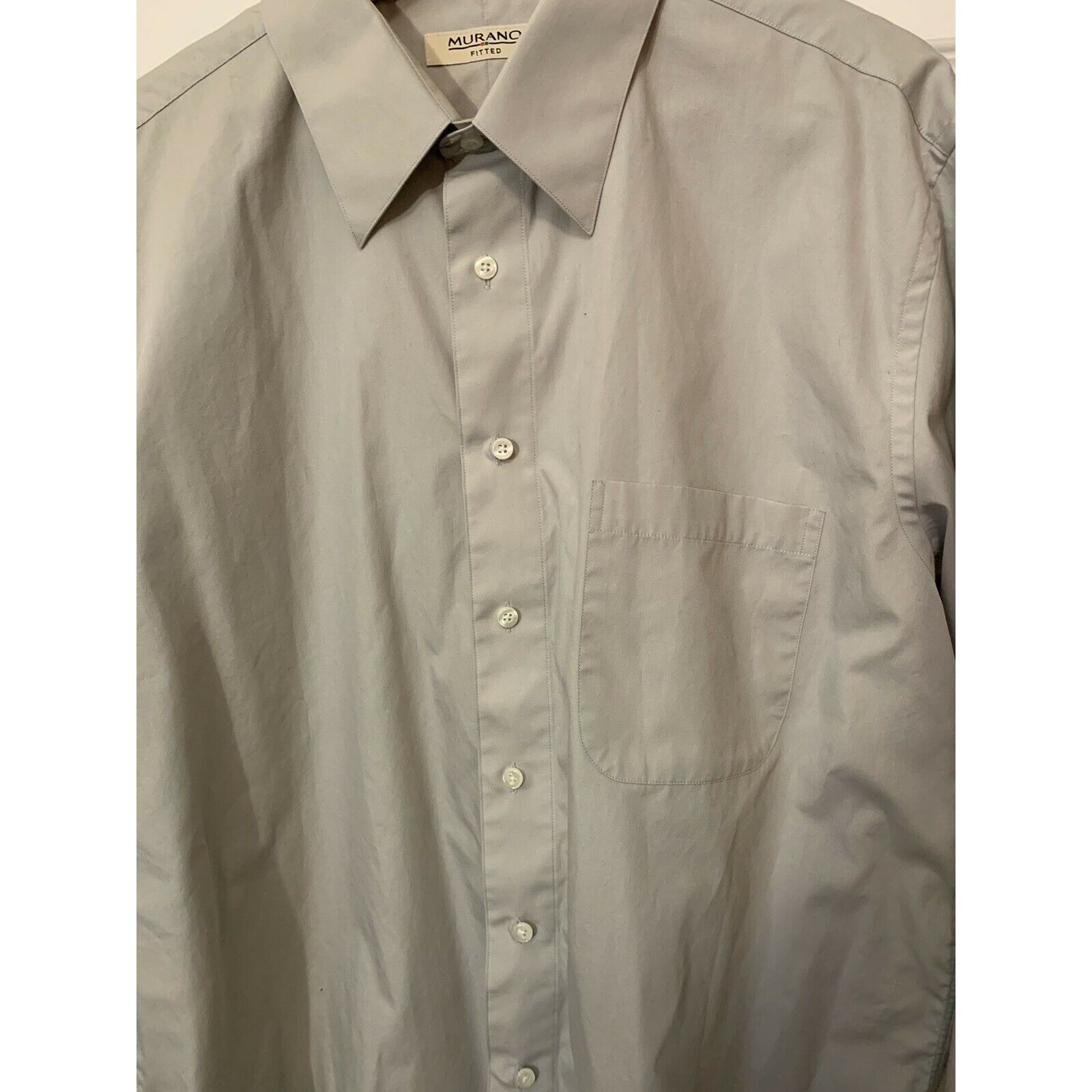 Murano Murano Fitted Men's Long Sleeve Shirt Button Front Gray Sz Size US XL / EU 56 / 4 - 6 Thumbnail