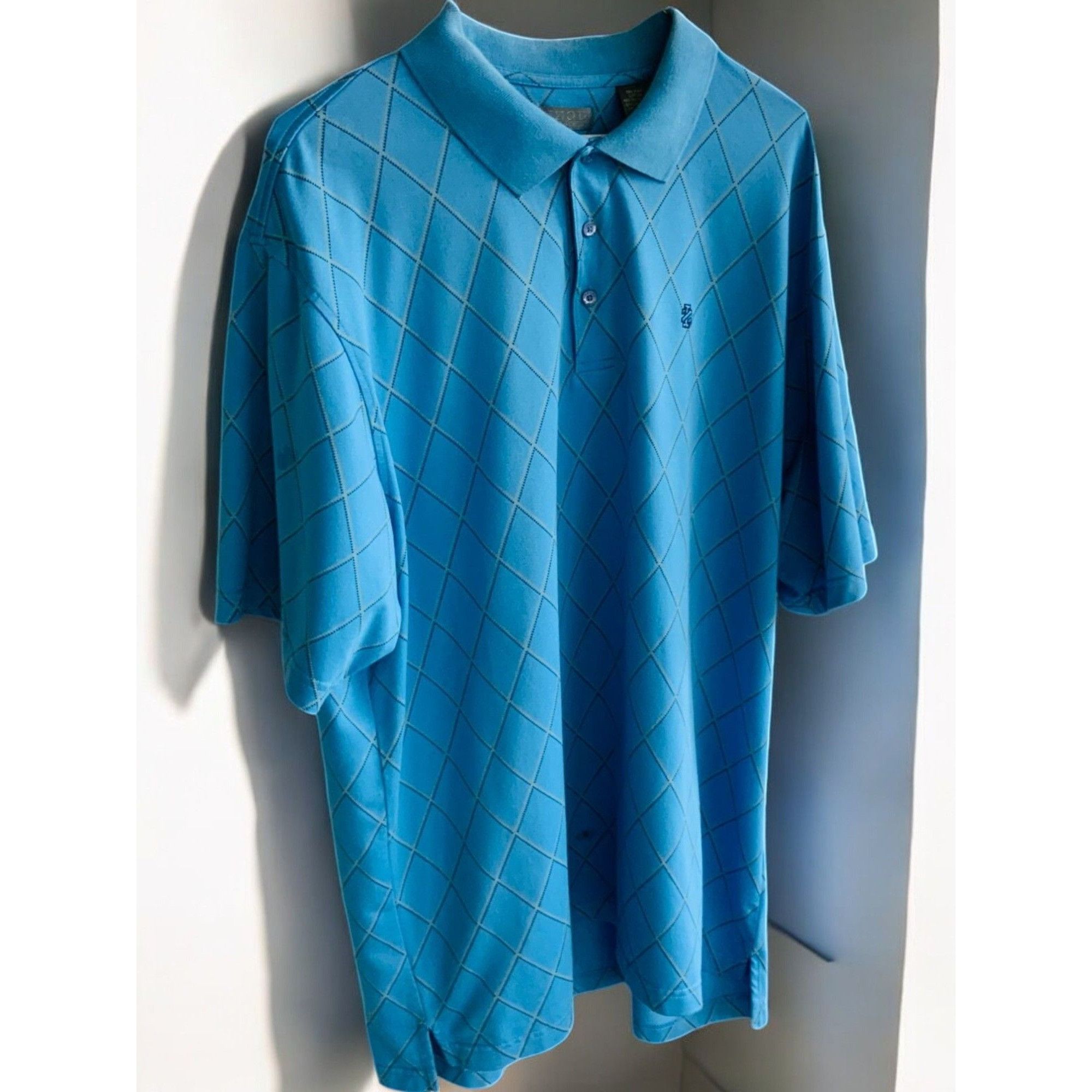 Izod Izod Golf Mens Blue Argyle Print Short Sleeve Relaxed Fit Po Size US XL / EU 56 / 4 - 8 Thumbnail