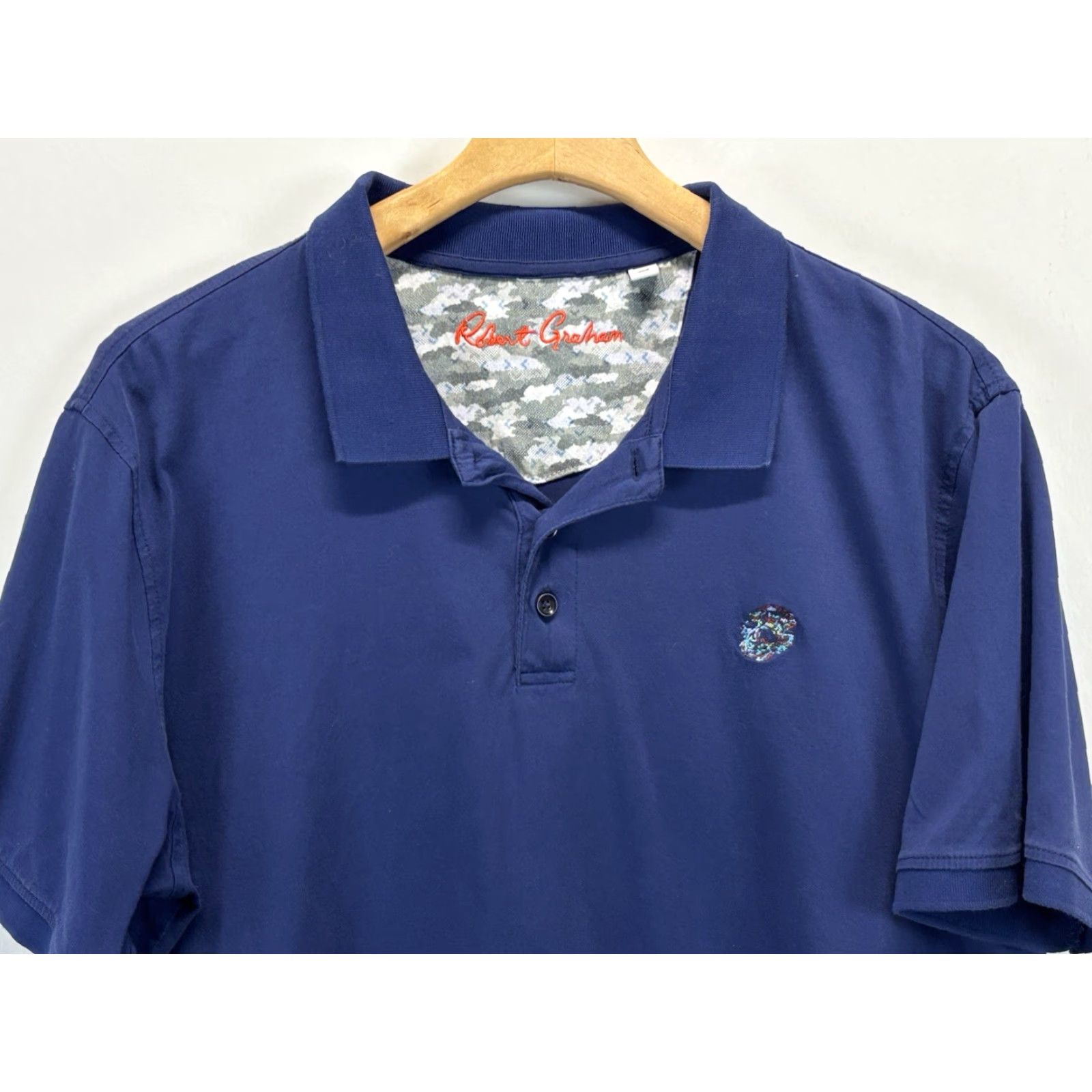Robert Graham Robert Graham Polo Shirt Men XL Blue Embroidered Skull Rose Short Sleeve 100% Cotton Knit Mens Size US XL / EU 56 / 4 - 2 Thumbnail