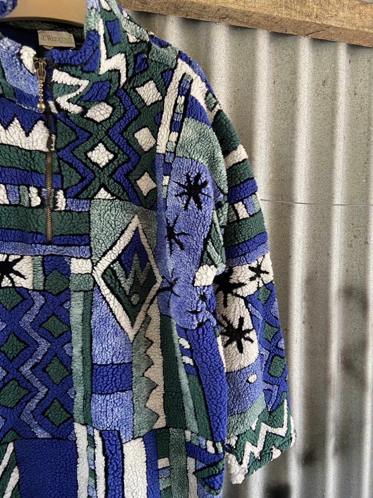 Other × Vintage AE WEEKENDS ABSTRACT FLEECE SHERPA JACKET Size US L / EU 52-54 / 3 - 5 Thumbnail