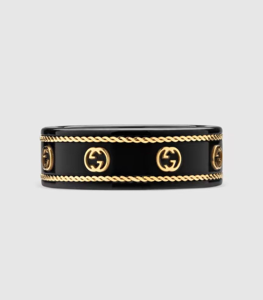 Gucci GUCCI Icon Ring with 18k Yellow Gold Interlocking G Size ONE SIZE - 7 Thumbnail
