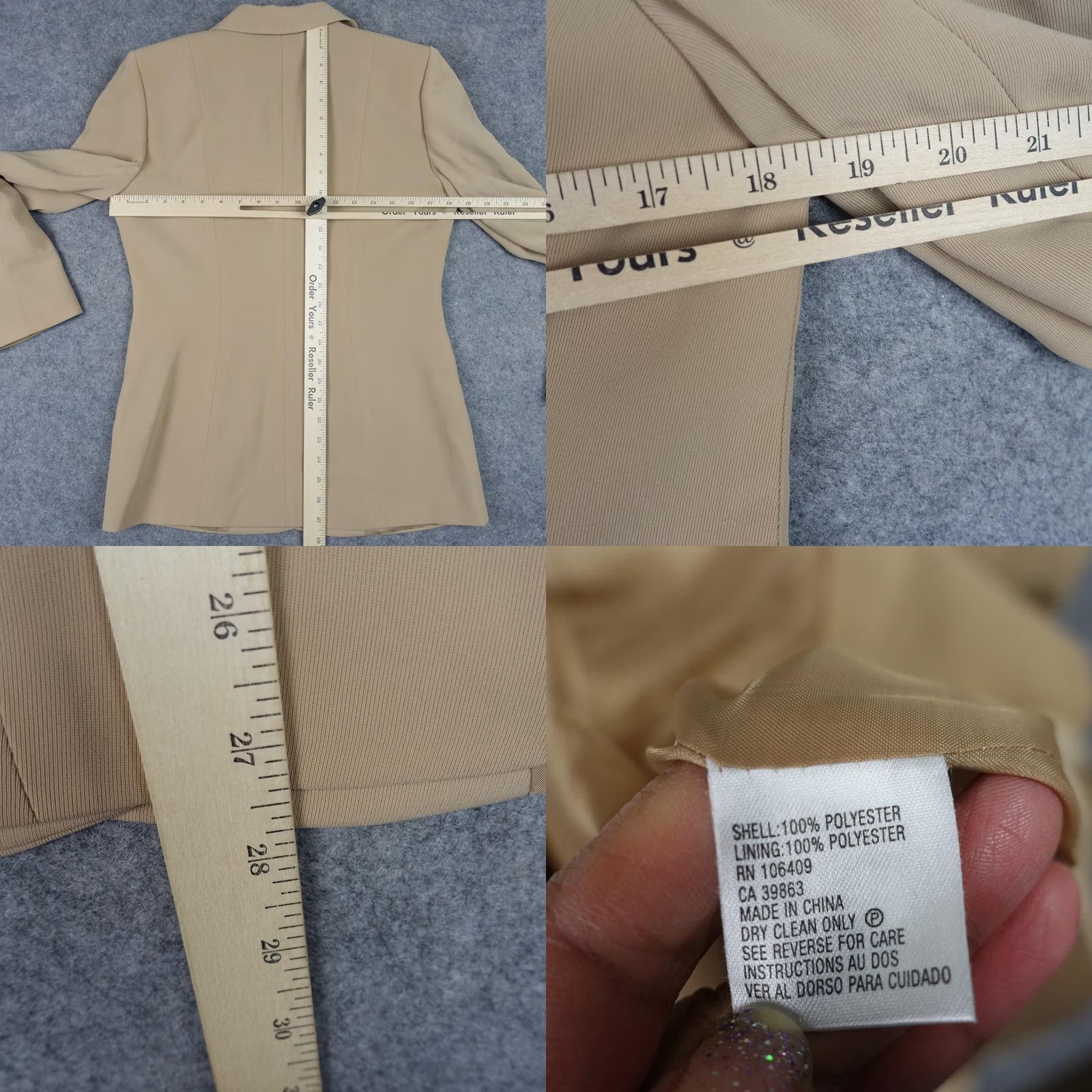 Vintage Tahari Blazer Womens 6 Tan Two Button Career Office Jacket ASL Solid Twill Polyester Lined Regular Size 6 Wardrobe Basic Jacket Womens Mens? Size M / US 6-8 / IT 42-44 - 8 Thumbnail