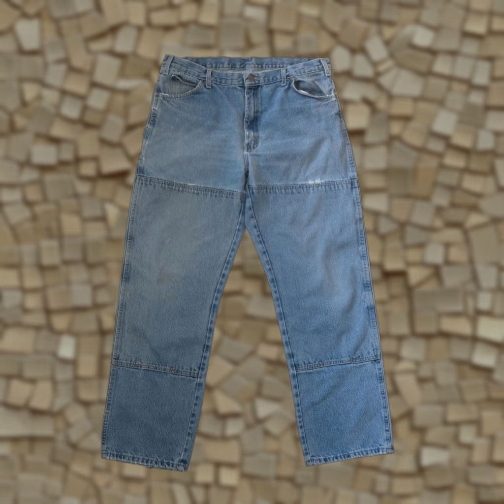 Dickies DICKIES Jeans 38x34 Blue DISTRESSED 5-Pocket Workwear 90s VTG Y2K 100% Cotton Denim Straight Relaxed Mens Regular Jeans Size US 38 / EU 54 - 1 Thumbnail