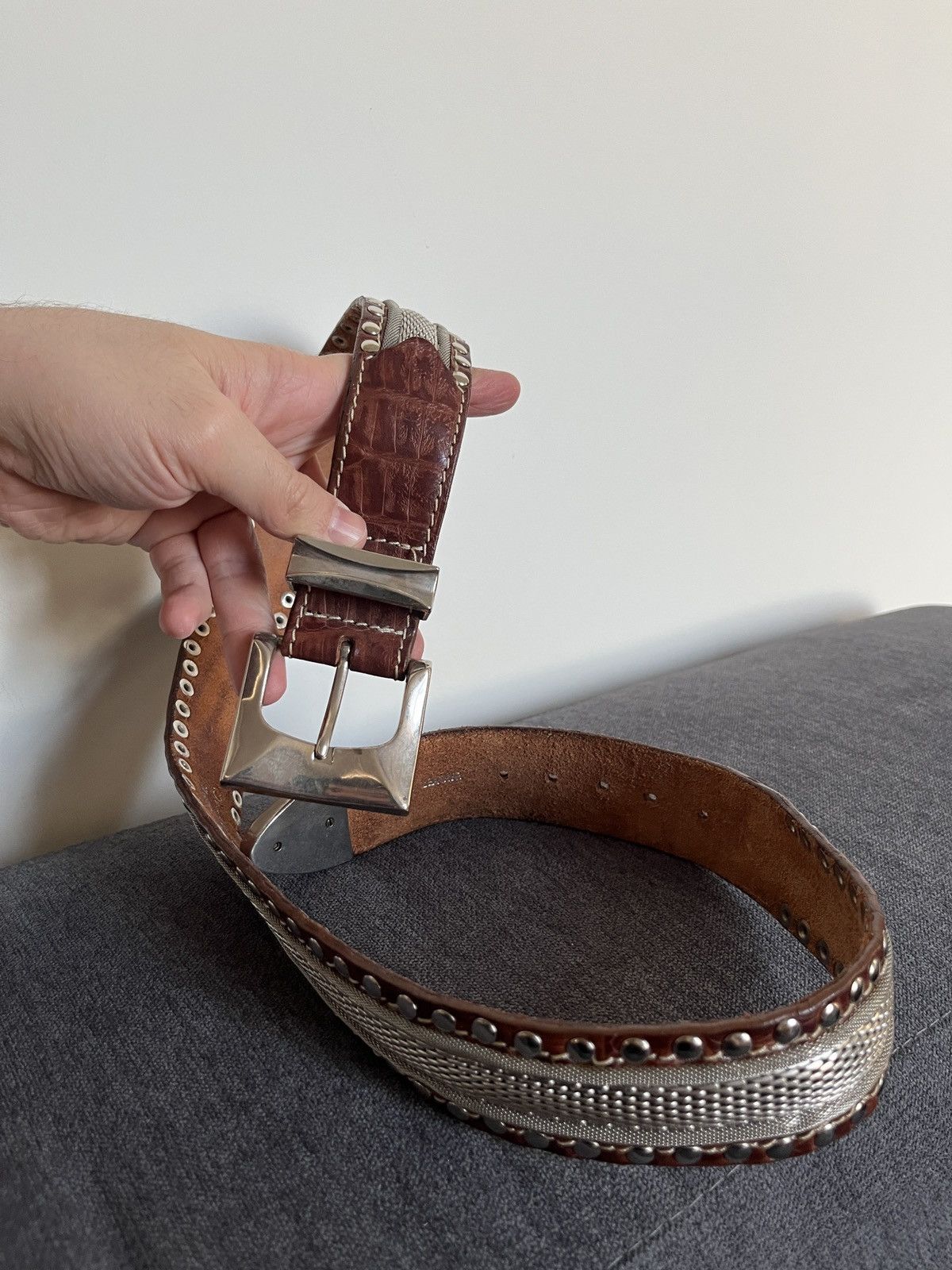 Cowboy Equipment Cheval Design Studio Super Heavy Leather Metallic Belt Size ONE SIZE - 3 Thumbnail